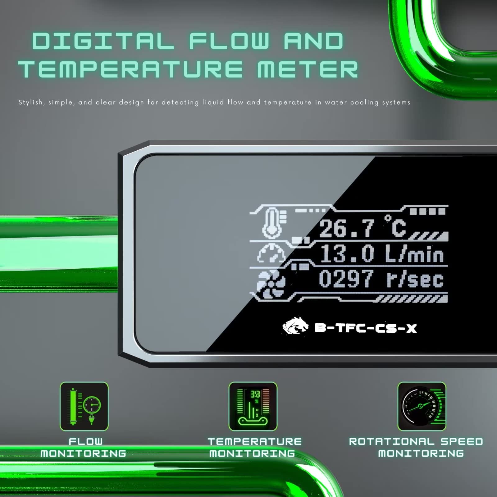 G1/4 Oled Display Pc Water Cooling Flowmeter/Thermometer System Monitor, High Temperature Alarm Water Cooler