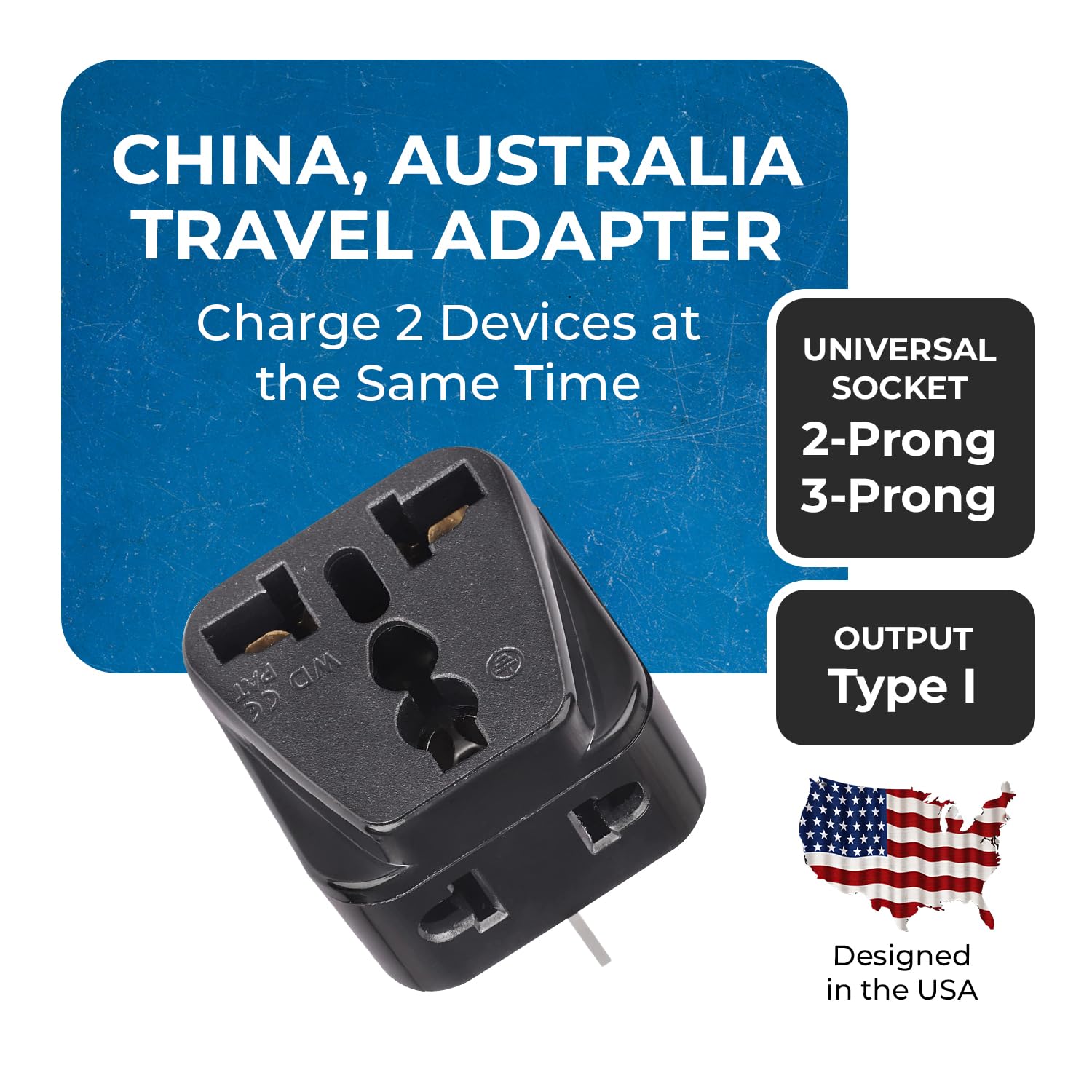 Orei Australia, New Zealand, China Power Plug Adapter, Au Travel Adapter 2 In 1 Usa Grounded Outlet Universal Socket   Type I