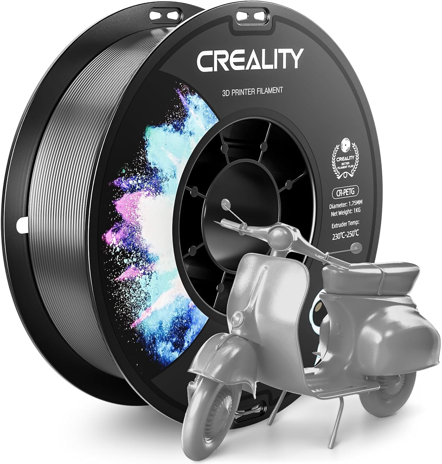 CR PETG, Grey, CREALITY PETG Filament 1.75mm 3D Printer Filament, 1kg (2.2lb) Neatly Wound Spool, Dimensional Accuracy 0.03mm, E