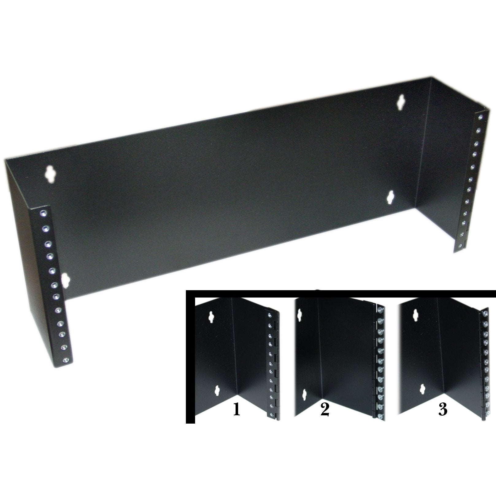 4U Hinged Wall Mount Patch Panel Bracket   19'' Patch Panel Swing Rack For Shallow Network Equipment, 6 Inch Deep, Dimensions: 7