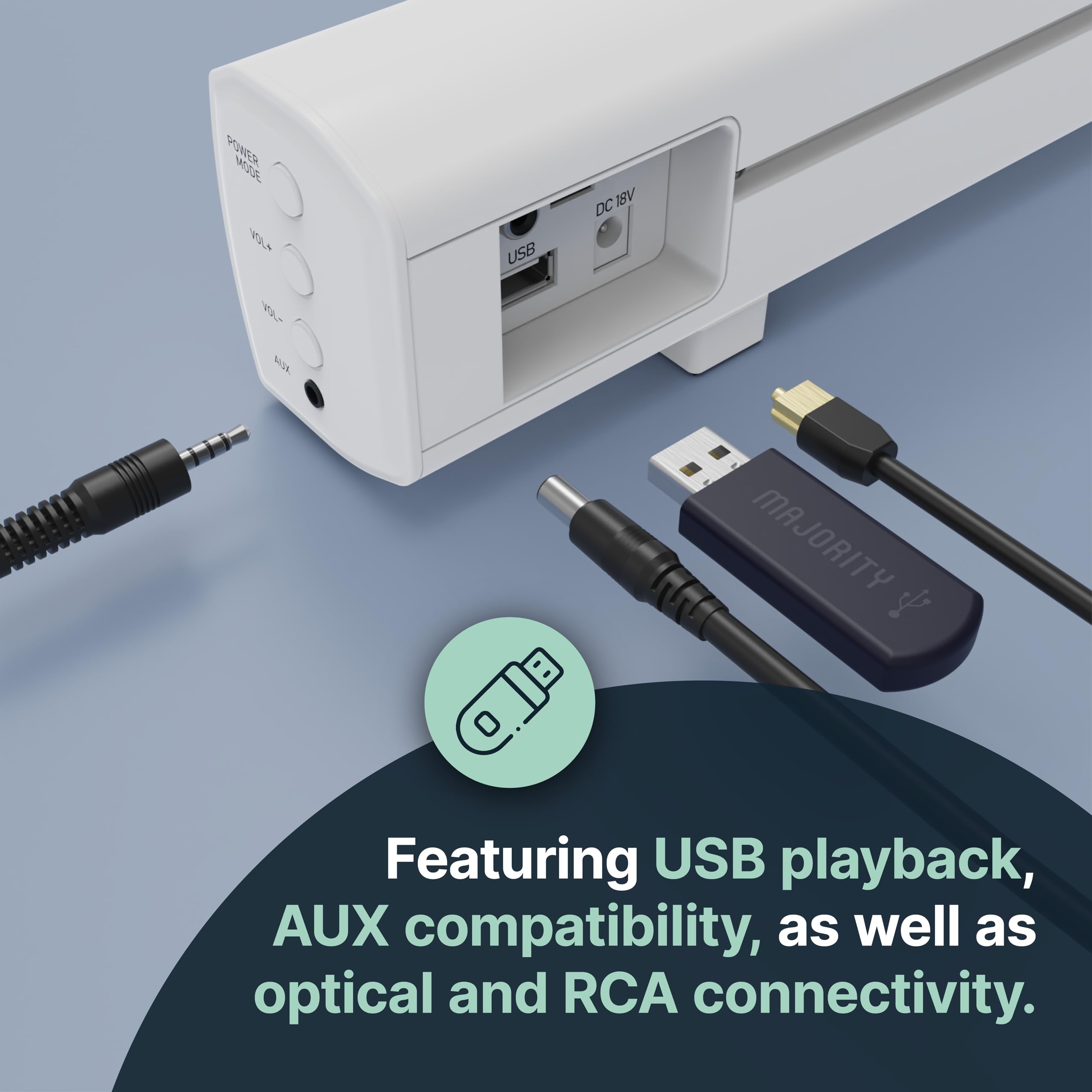 Majority 15 Inch Soundbar For Tv, Bluetooth Sound Bar 50 Watts, Home Audio Speaker, Small Pc Soundbar And Speaker Bar | Aux, Rca