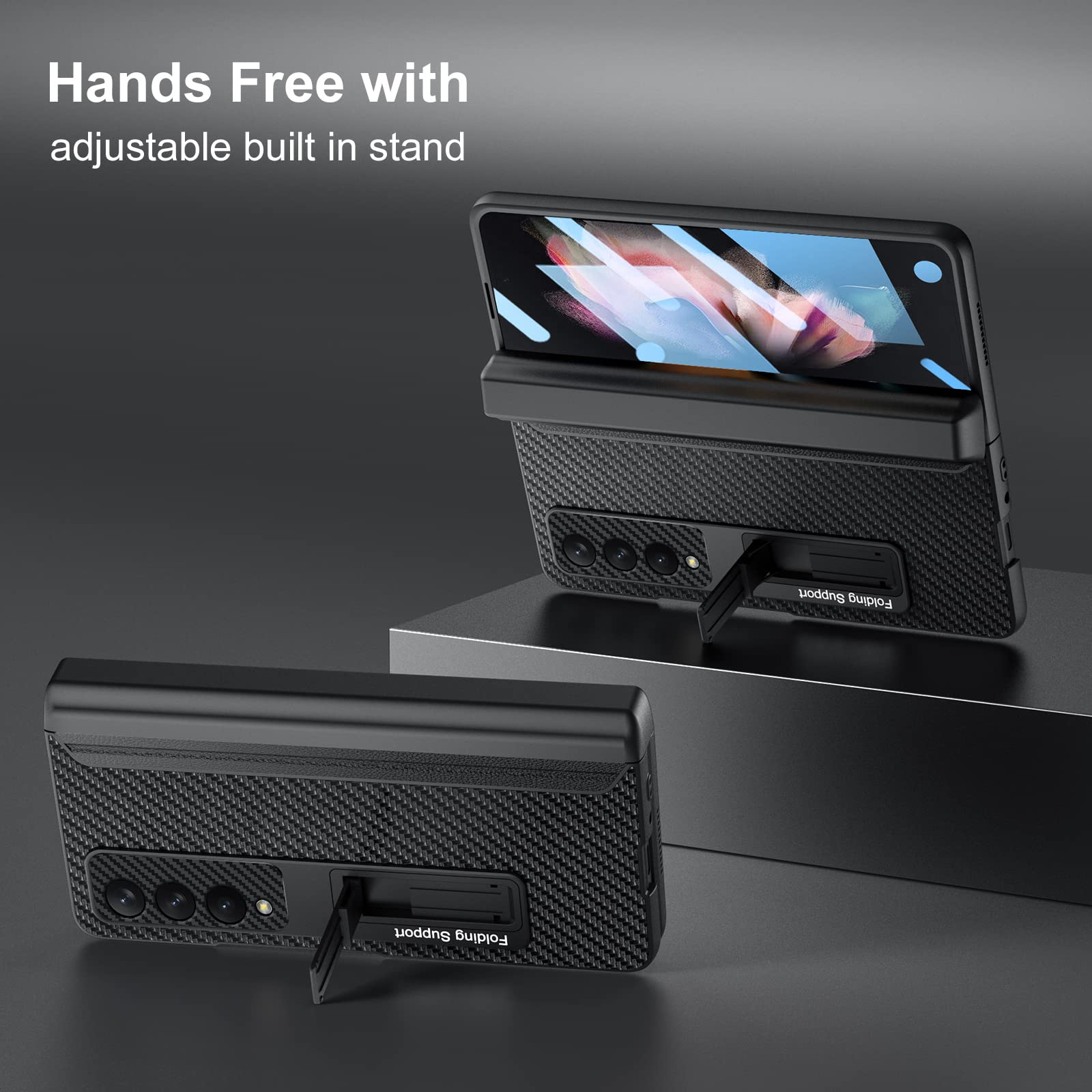 [Updated Version] Libeagle Compatible With Samsung Galaxy Z Fold 3 Case [Built In Hidden S Pen Holder To Avoid Pen Lost][Leather