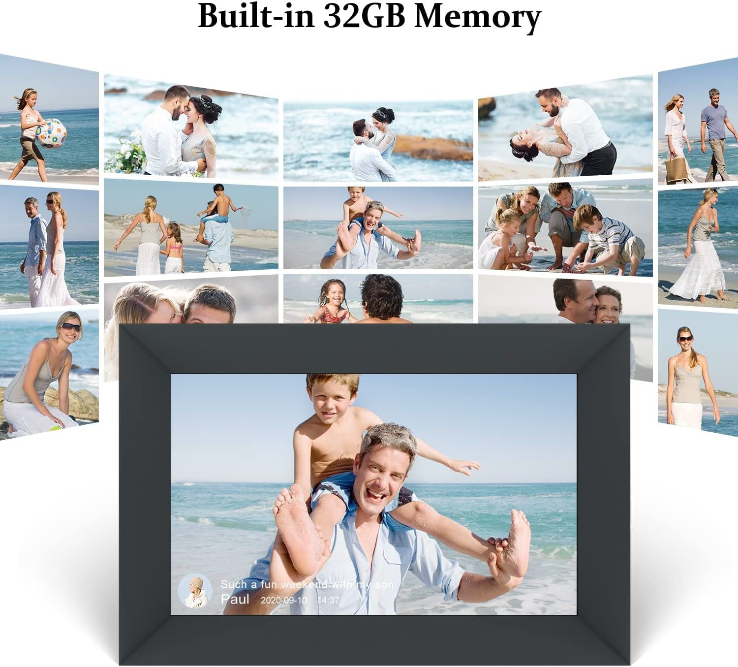 Aeezo 10.1 Inch Wifi Digital Picture Frame, Ips Touch Screen Smart Cloud Photo Frame With 32Gb Storage, Easy Setup To Share Photos Or Videos Via Aimor App, Auto Rotate, Wall Mountable (Black)
