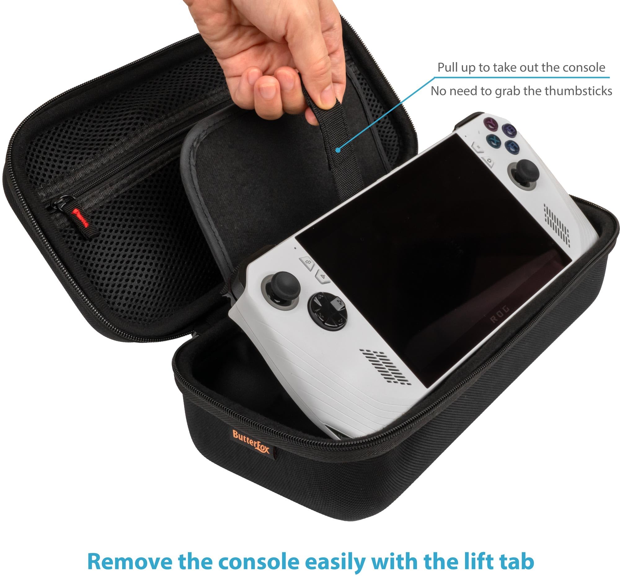 Butterfox Large Carry Case Bag For Asus Rog Ally Handheld 2023 And Rog Ally X With Built In Stand, Fits Charger, Large Accessori