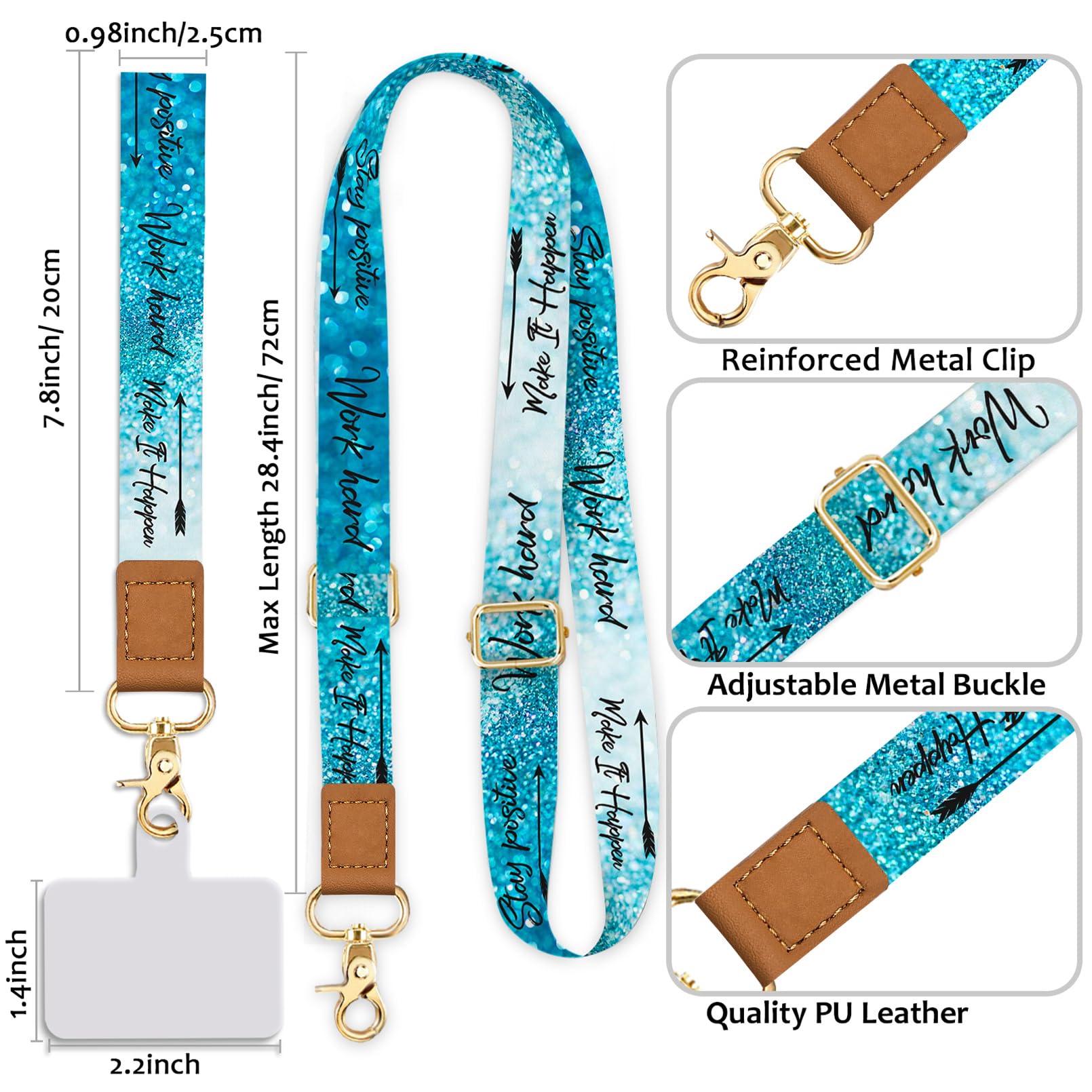 Cell Phone Lanyard Crossbody With Wrist Strap, Positive Phone Lanyards For Around The Neck Wristlet Adjustable Phone Strap, Lany