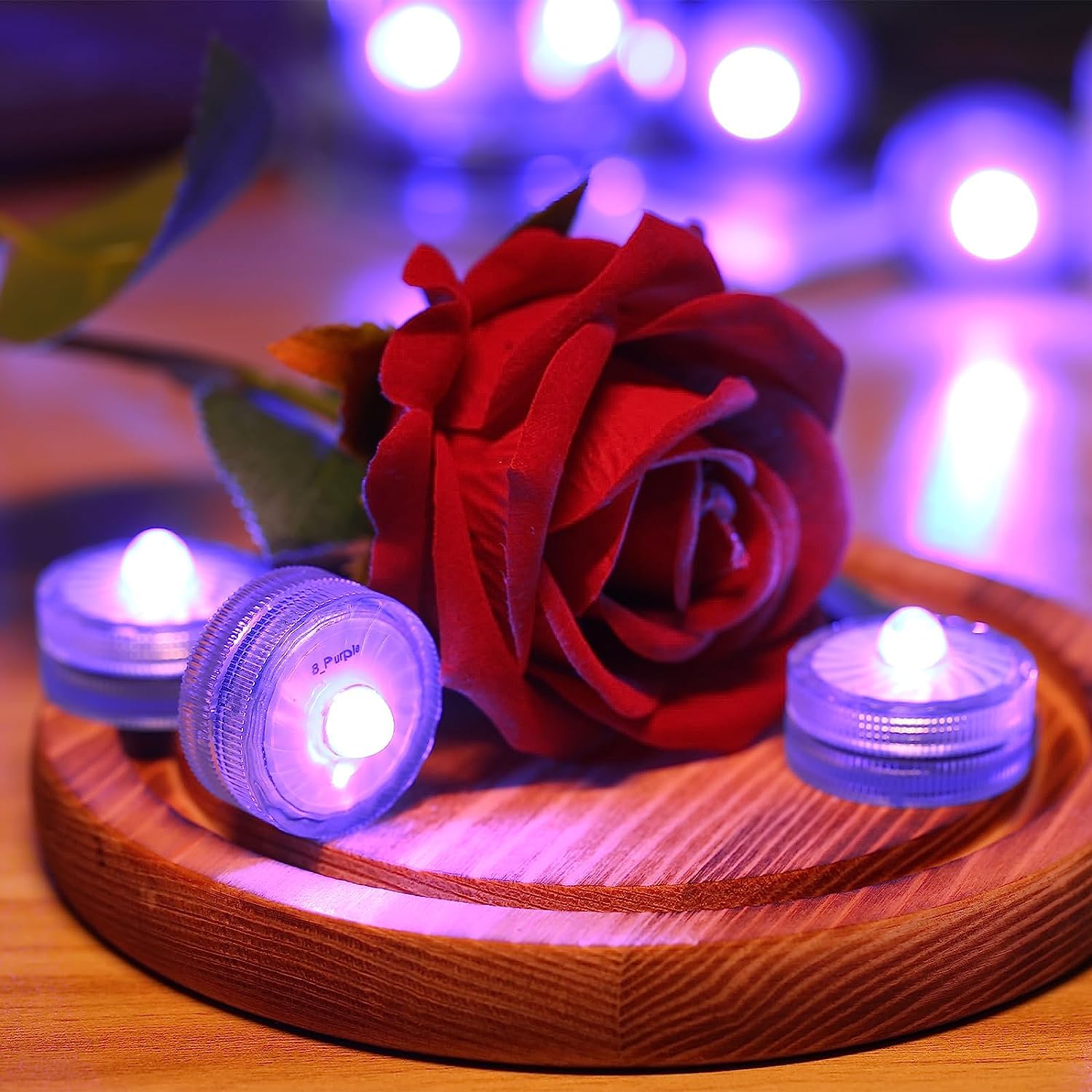 Hl Submersible Led Light,Purple Small Led Light,100 Hours Waterproof Flameless Led Lights Battery Powered For Wedding Home Vase