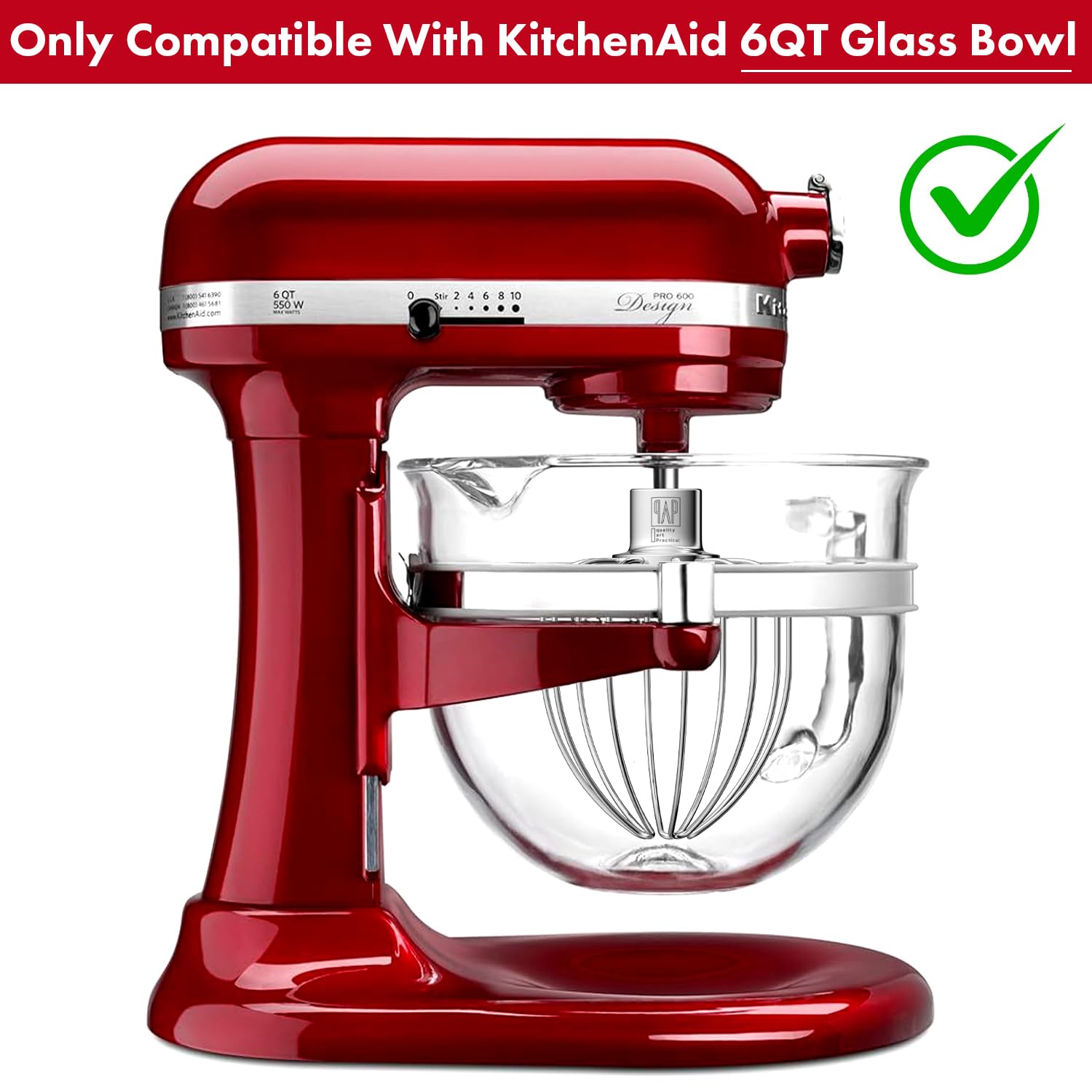 Heavy Duty Whisk Attachment For Kitchenaid Bowl Lift Stand Mixers With 6Qt Glass Bowl  Extra Thick Stainless Steel Wire Whip For