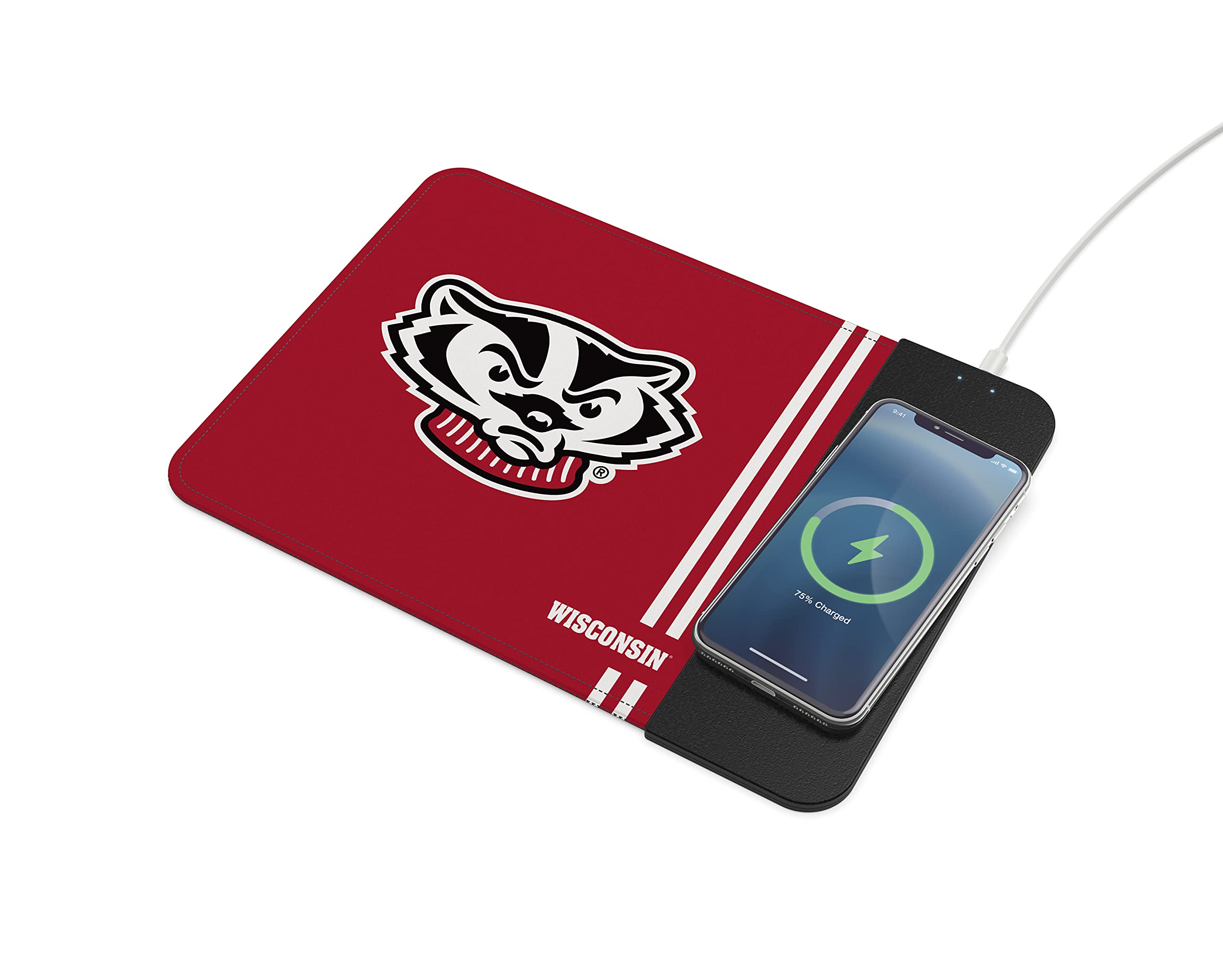 Soar Ncaa Wireless Charging Mouse Pad, Wisconsin Badgers