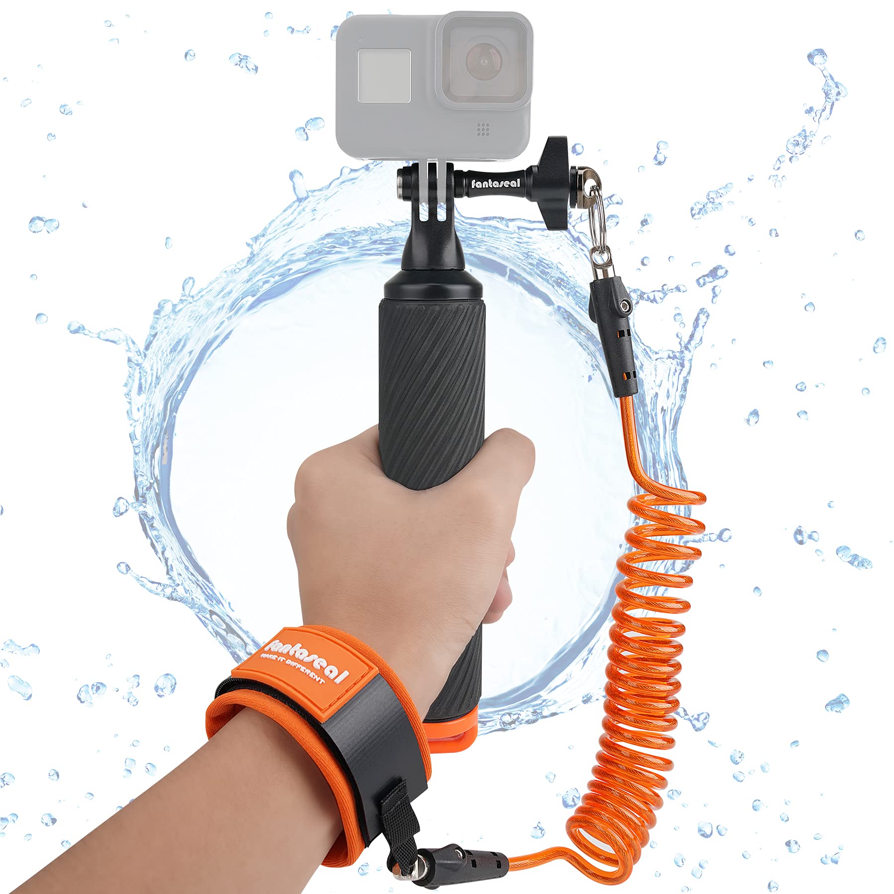 Action Camera Non Slip Handler Floating Hand Grip Holder Mount + Steel Cored Safety Wrist Strap For Gopro Sony Insta360 Olympus 