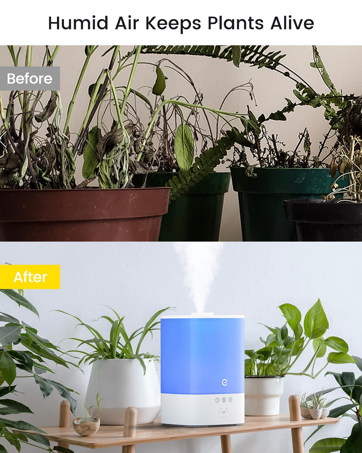 Esemoil Humidifiers For Bedroom, 3.5L Top Fill Cool Mist Humidifier For Baby Nursery & Plants, Oil Diffuser, 40 Hour & 8 Color N