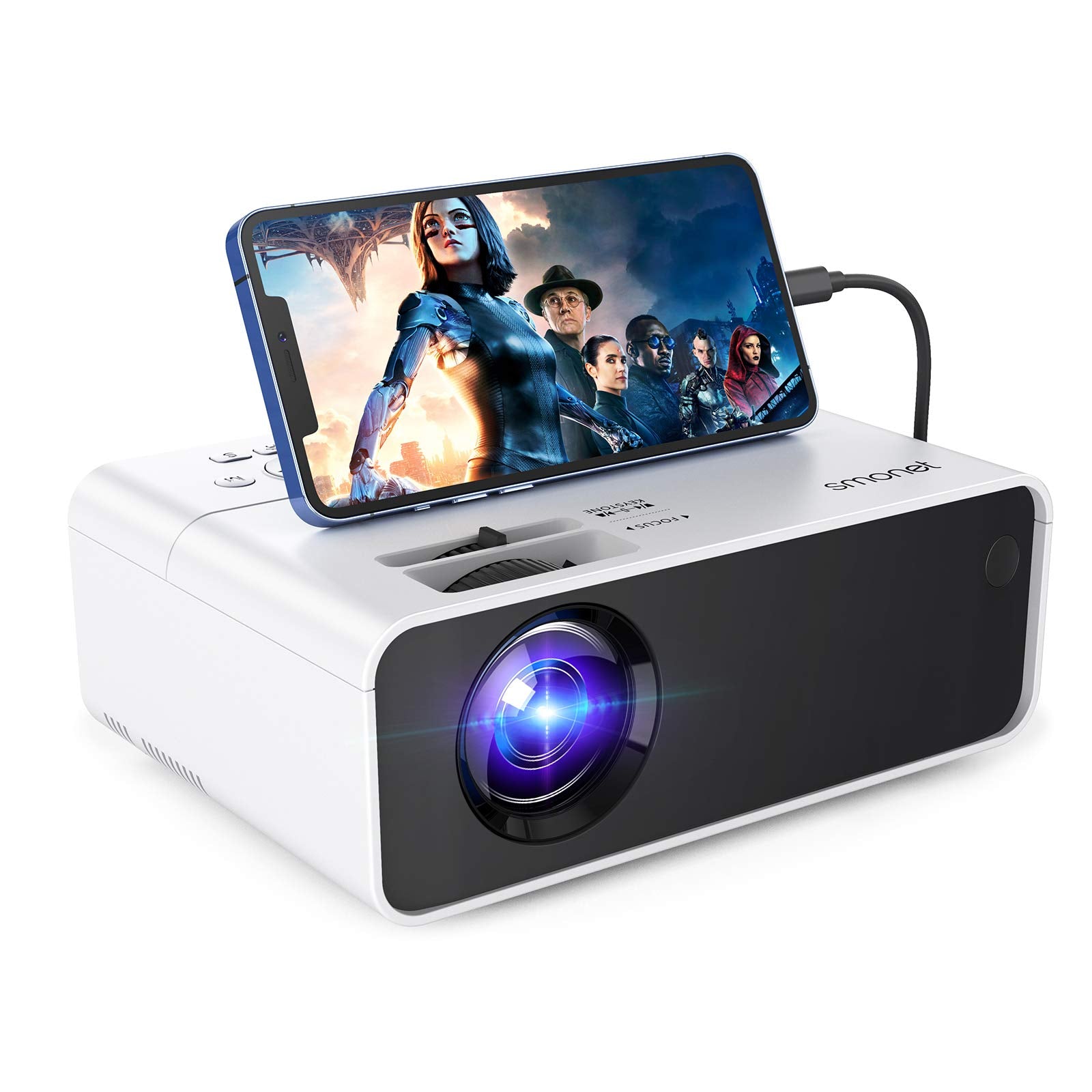Movie Projector, Smonet 1080P Hd Projector 7500L Home Projector Video Tv Projector Mini Portable Led Projector Outdoor Indoor Wa