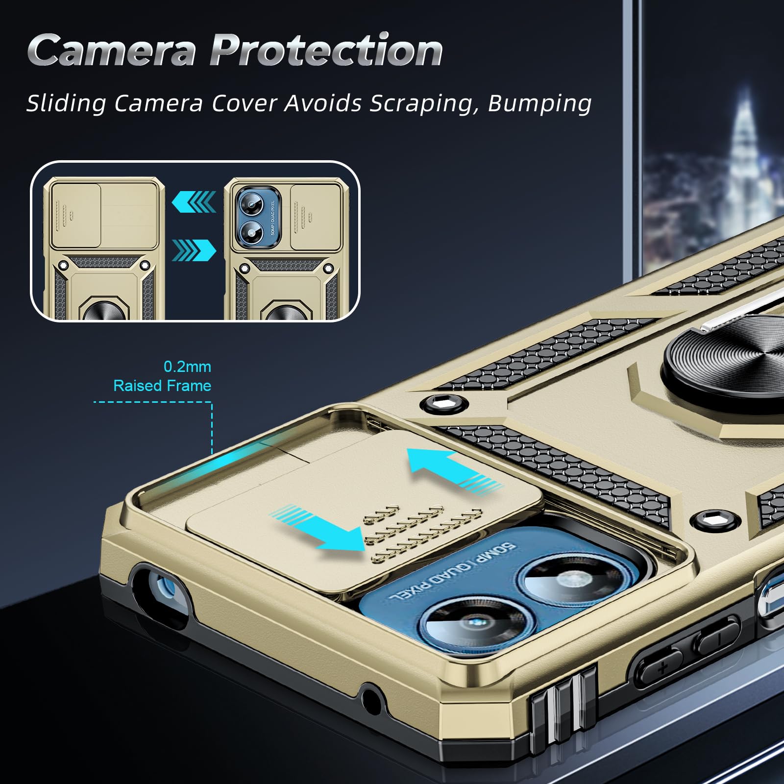 Leyi For Motorola Moto G Play Case 2024, G Play 2024 Case With Slide Camera Cover And Screen Protector, [Military Grade] Android