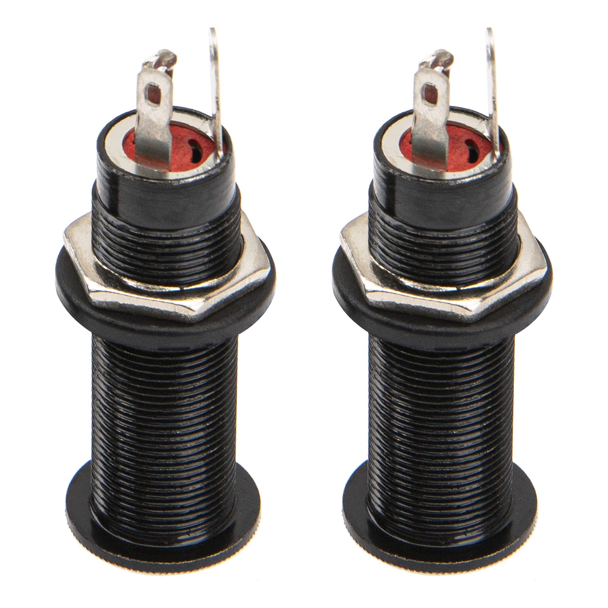 2Pcs Yootones Threaded Cylinder Output Jack Flush Mount Stereo Mono Jack Plug Sockets Compatible With Guitar Eq Pickup (Black)