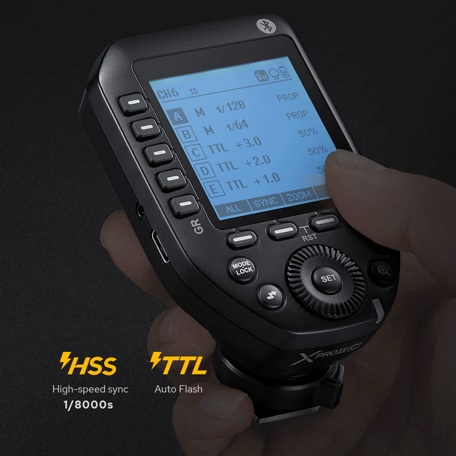 Godox Xproii S Ttl 2.4G Wireless High Speed Sync 1/8000S, 11 Customizable Functions,5 Group Button,4 Function Buttons Offer Conv