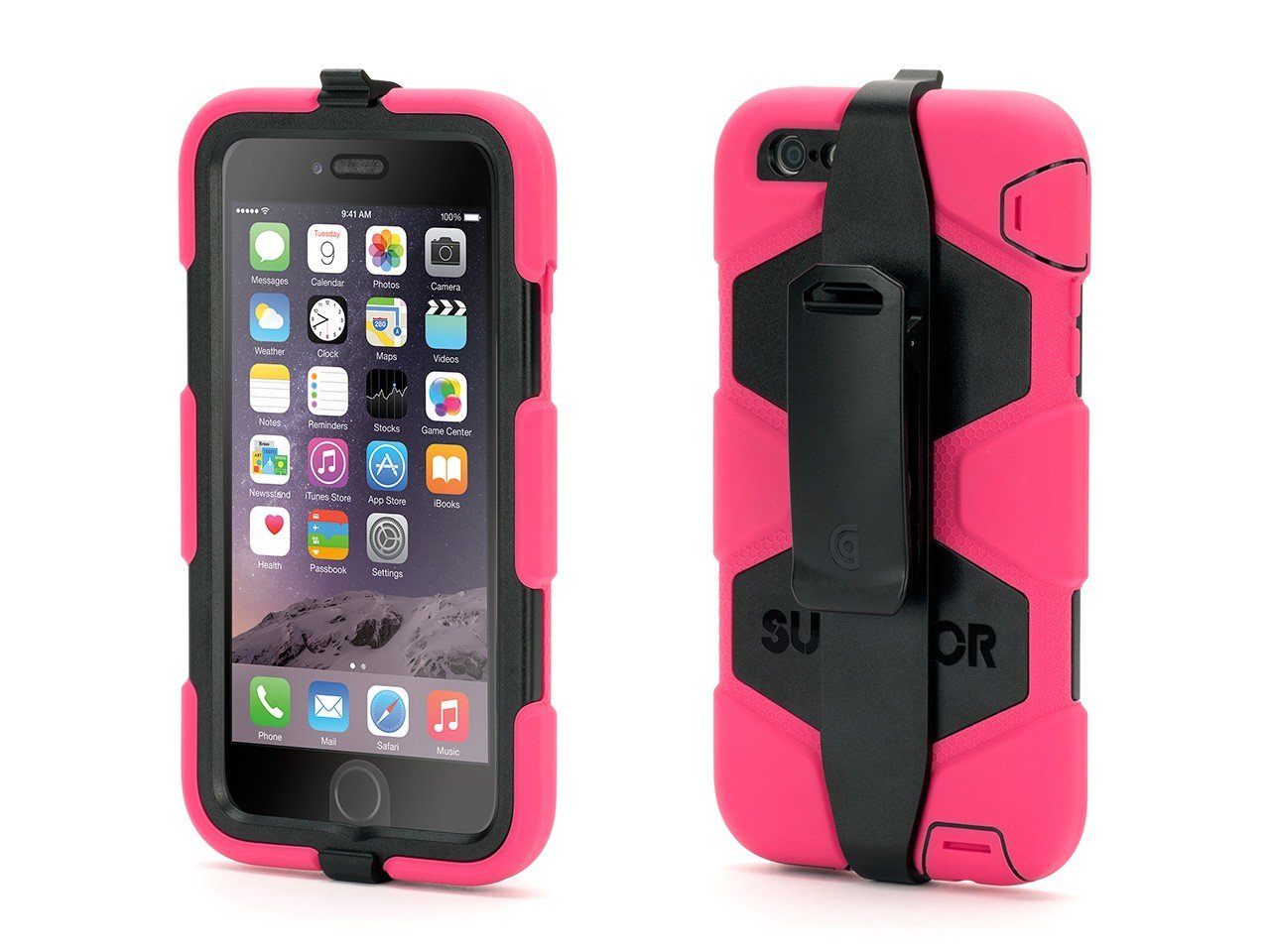 Pink/Black Survivor All Terrain Case + Belt Clip For Iphone 6 Plus/6S Plus