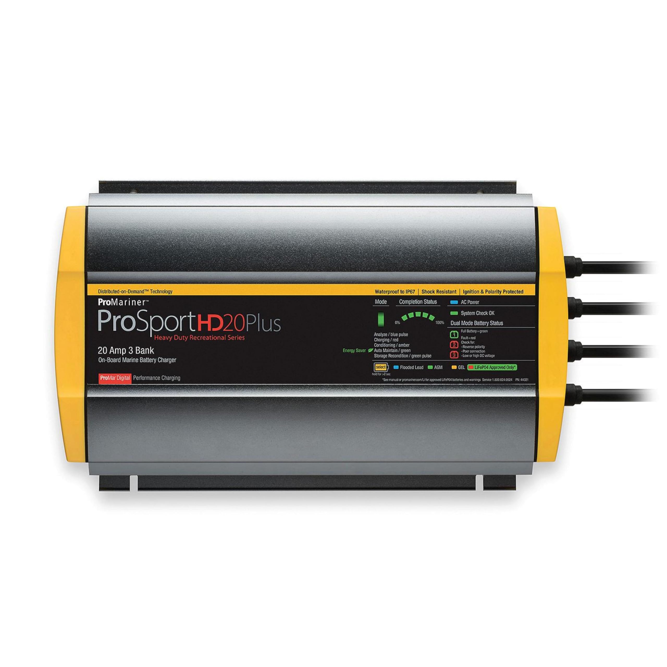 Promariner Prosport Hd 20 Amp Triple Bank Waterproof Marine Battery Charger, 44021