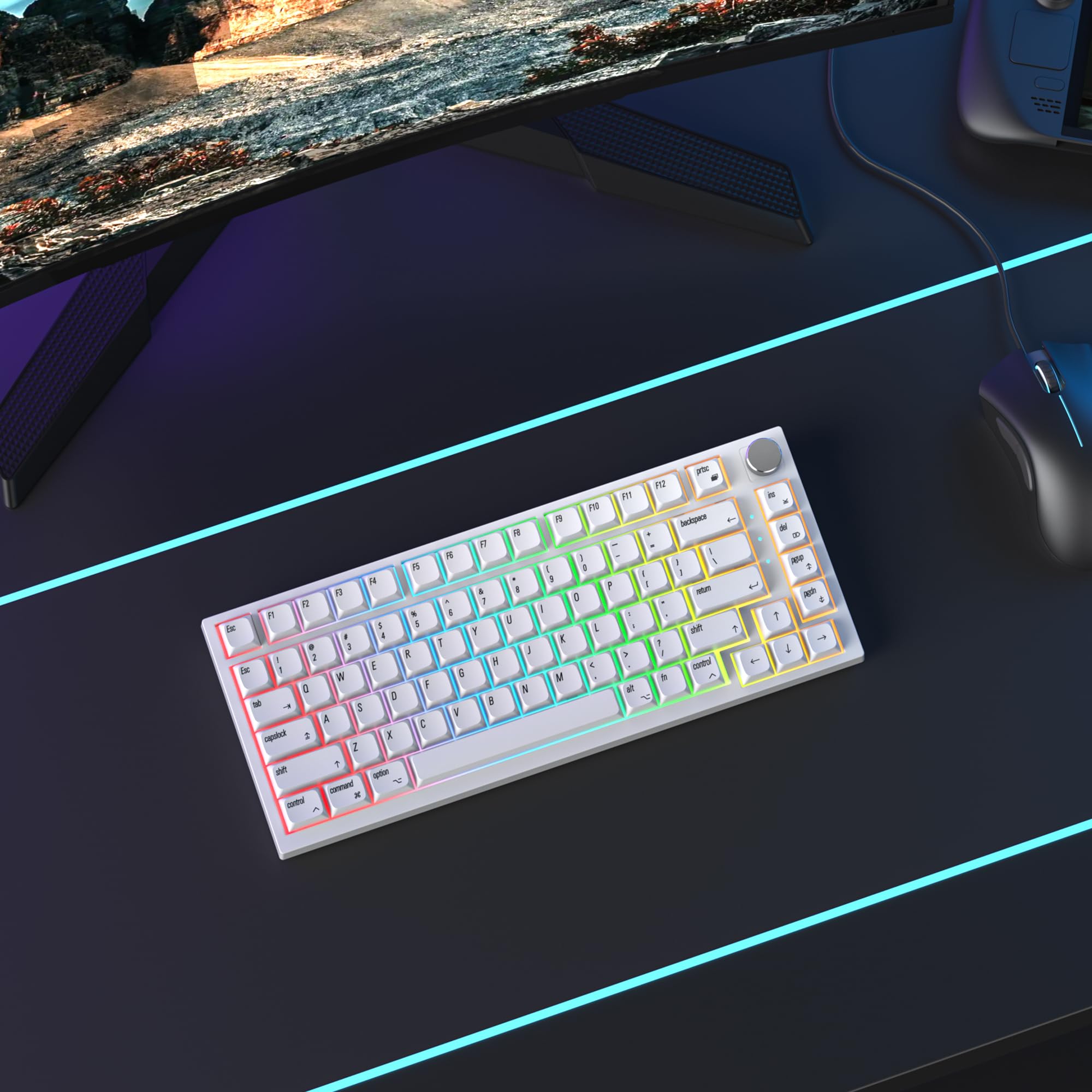 Guffercty Kred 128 Keys Xda Profile Minimalist White Keycaps 75 Percent Dye Sub Pbt Keyboard Caps With Iso Keys For Mac 60% 65%