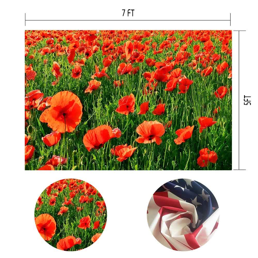 Mtmety Backdrop 7X5Ft Red Poppies Sea Background Romantic Wedding Photography Seamless Vinyl Photo Studio Props Lxme617