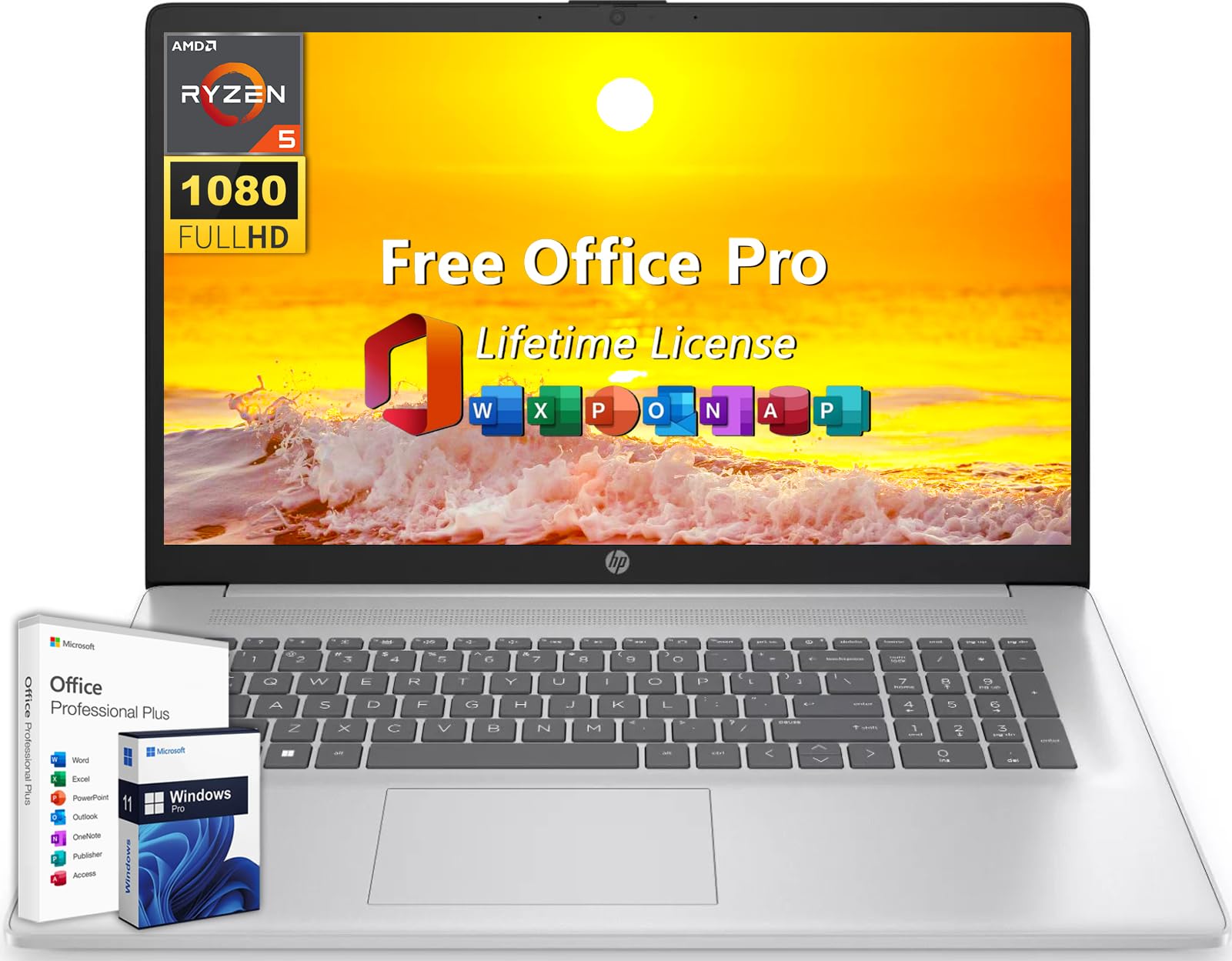 Hp 17 Inch Laptop, 17.3'' Fhd Display, Amd Ryzen 5 7430U Processor, 32 Gb Ram, 2 Tb Ssd, Amd Radeon Graphics, Long Battery Life,