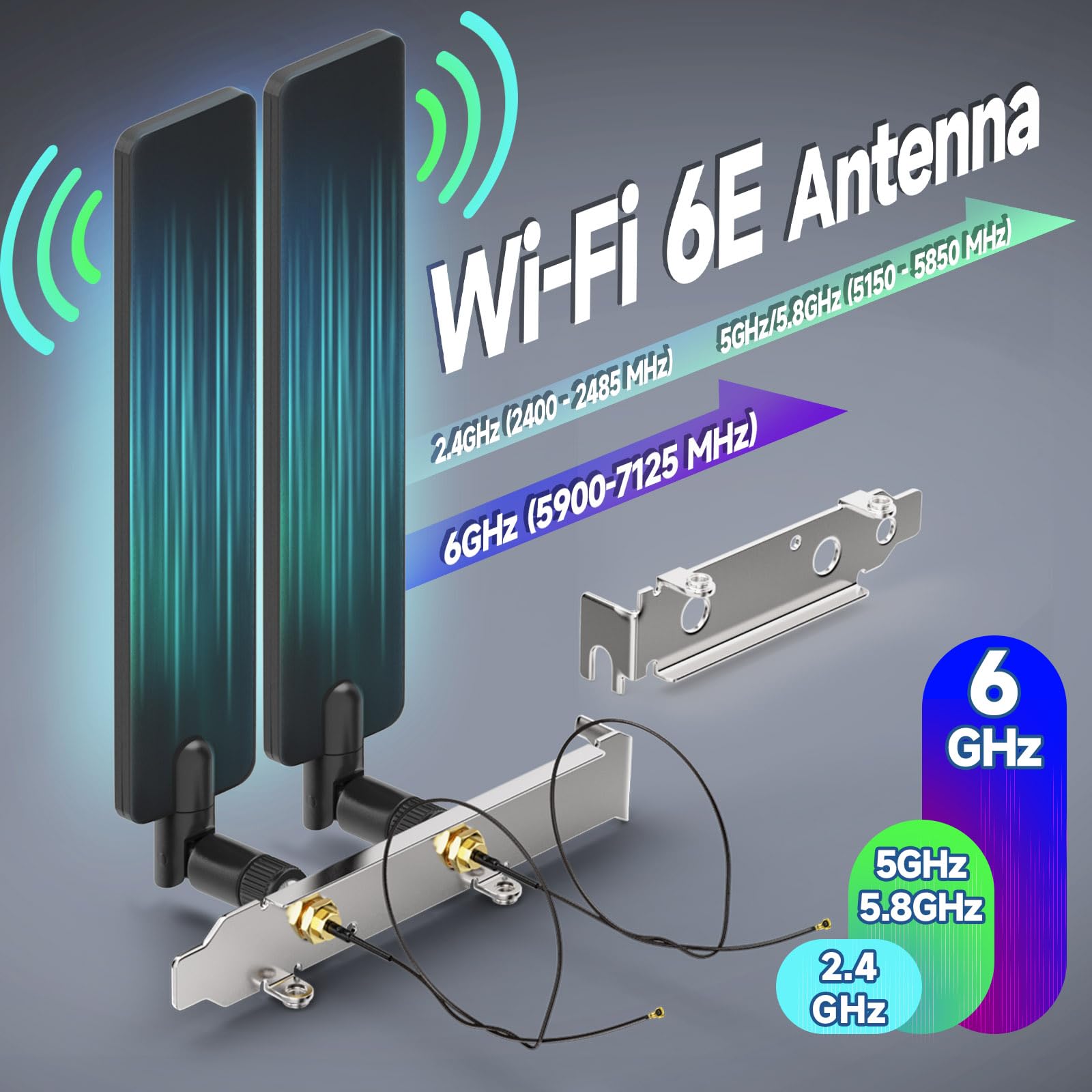 Bingfu Tri Band Wifi 2.4Ghz 5Ghz 6E Wifi6 Antenna & 8Inch U.Fl Ipx Ipex To Rp Sma Cable With Pci Slot Bracket For M.2 Ngff Intel