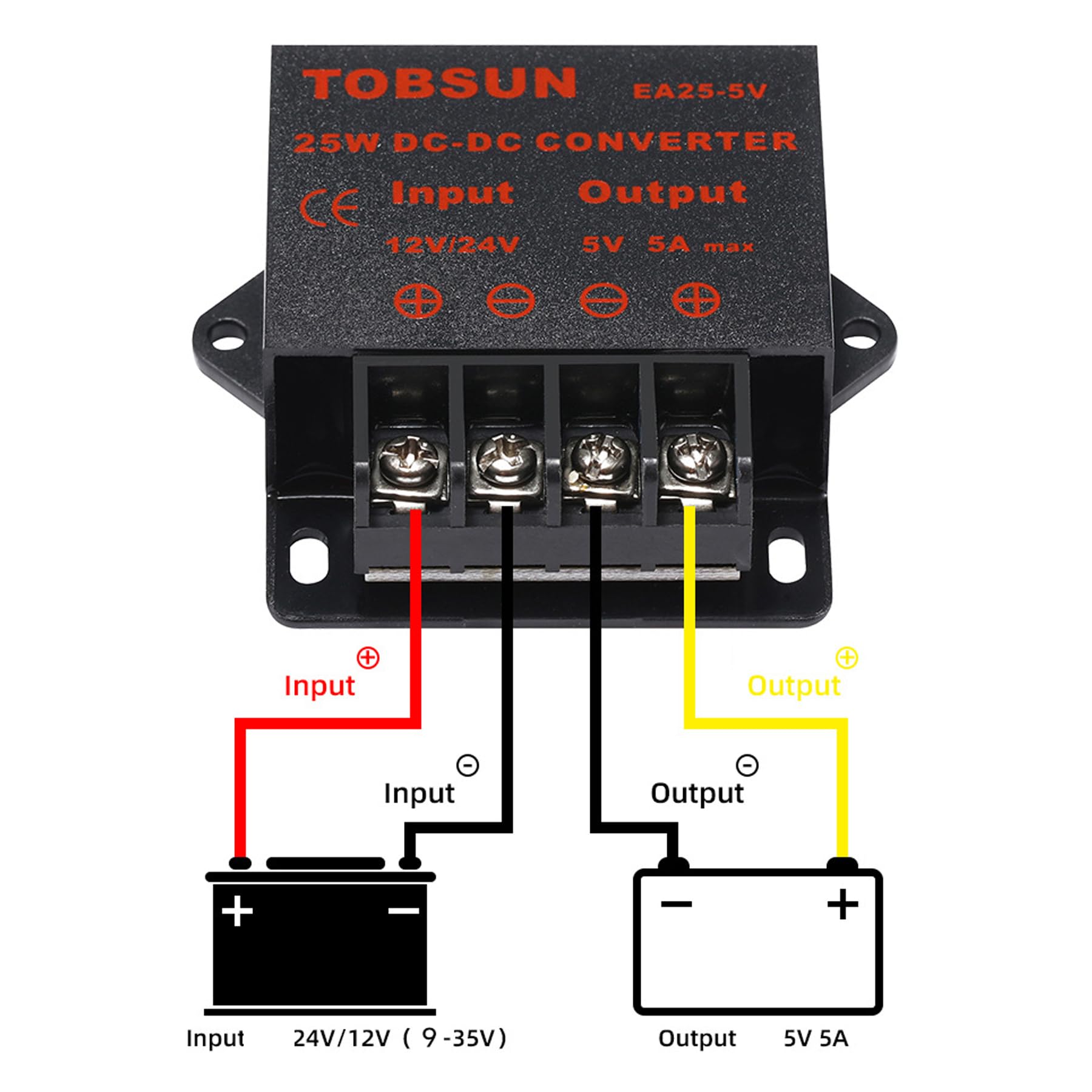 Mggi Dc/Dc 12V 24V To 5V 5A 25W Voltage Reducer Converter Regulator, Step Down Converter Regulator Dc To Dc Waterproof Power Sup