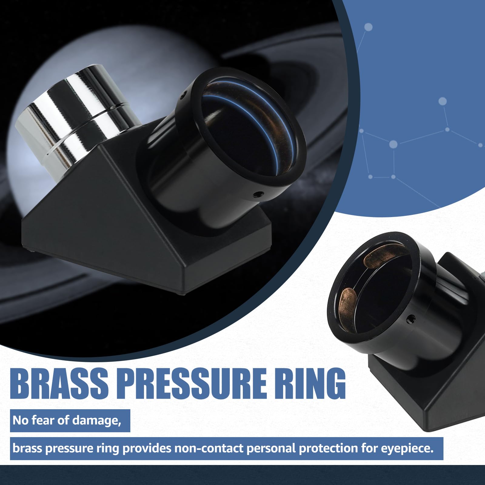 Svbony Sv221 90 Degree Diagonal Mirror, Telescope Diagonal 1.25 Inches With Brass Compression Rings, Telescope Accessory For Ref