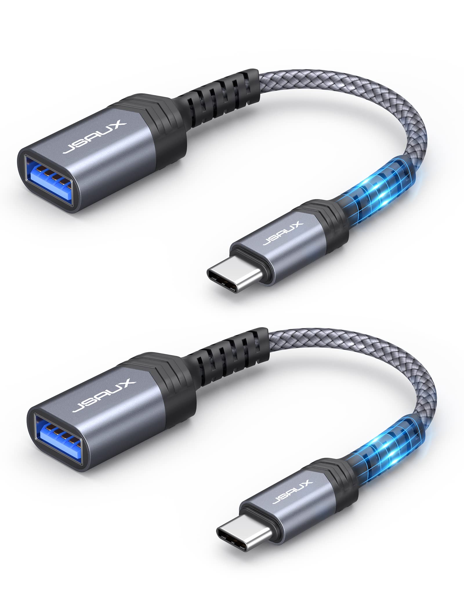 USB C to USB Adapter, JSAUX [0.5ft 2 Pack] Type C 3.0 OTG Cable On The Go Type C Male to USB A Female Adapter Compatible with Ma