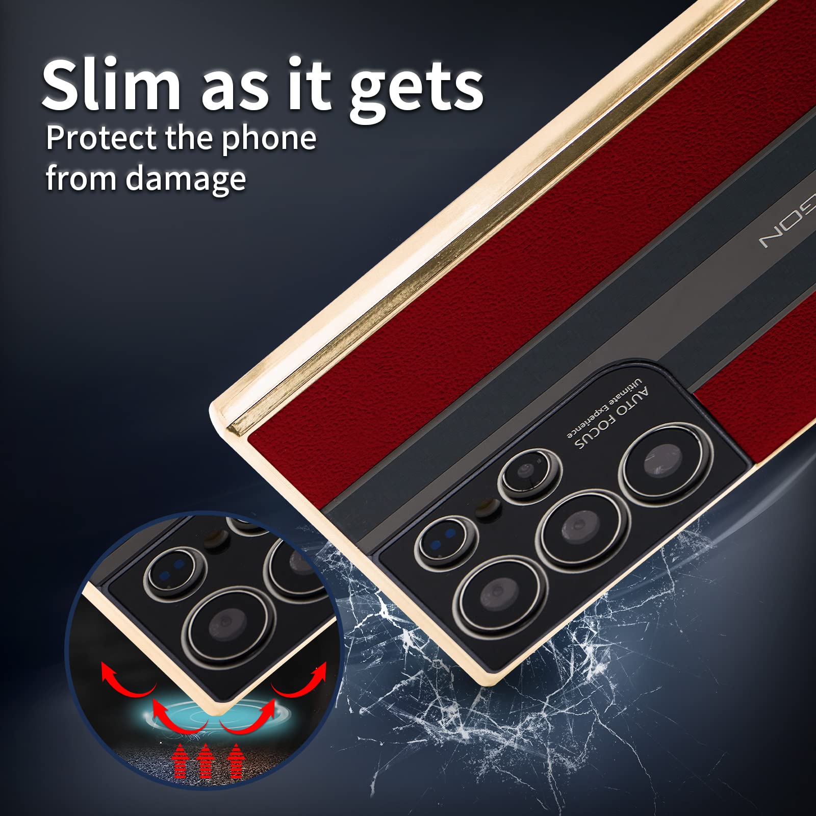 Samsung Galaxy S23 Ultra Case Slim Tpu Carbon Fiber & Leather Silicone Cover Para Compatible With S23Ultra 6.8 Inch 5G 2023 Came