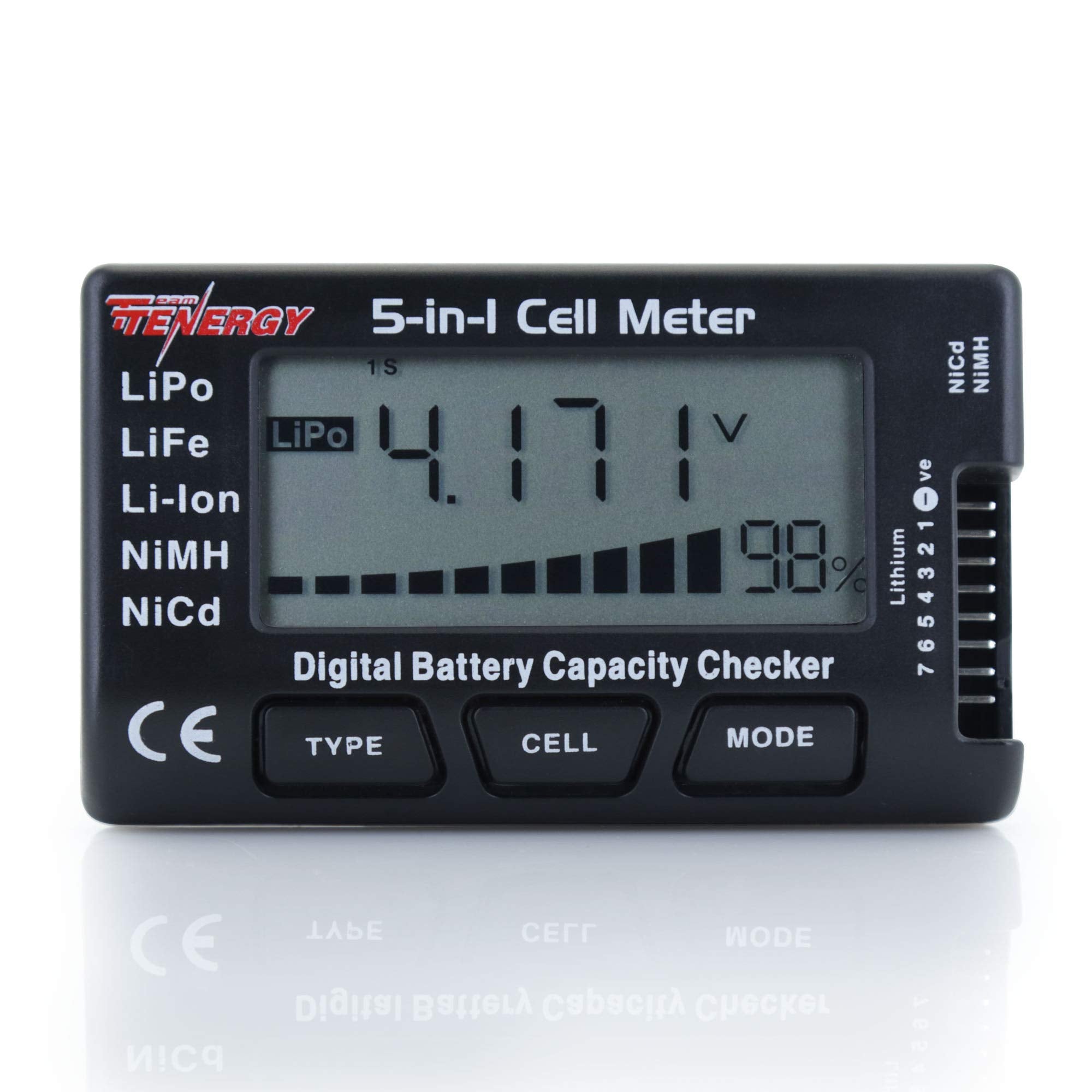 Tenergy 5 In 1 Battery Meter, Intelligent Cell Meter Digital Battery Checker/Balancer For Lipo / Lifepo4 / Li Ion/Nicd/Nimh Batt
