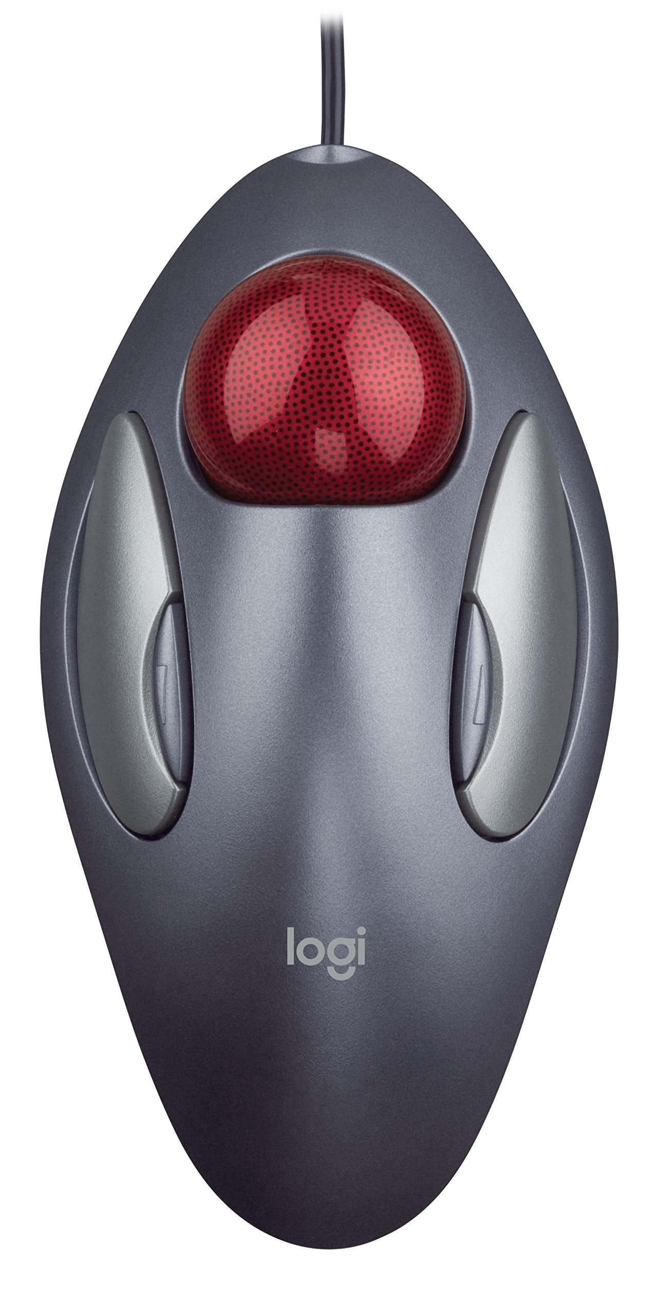 Logitech Trackman Marble Trackball - Wired USB Ergonomic Mouse for Computers, with 4 Programmable Buttons, Dark Gray