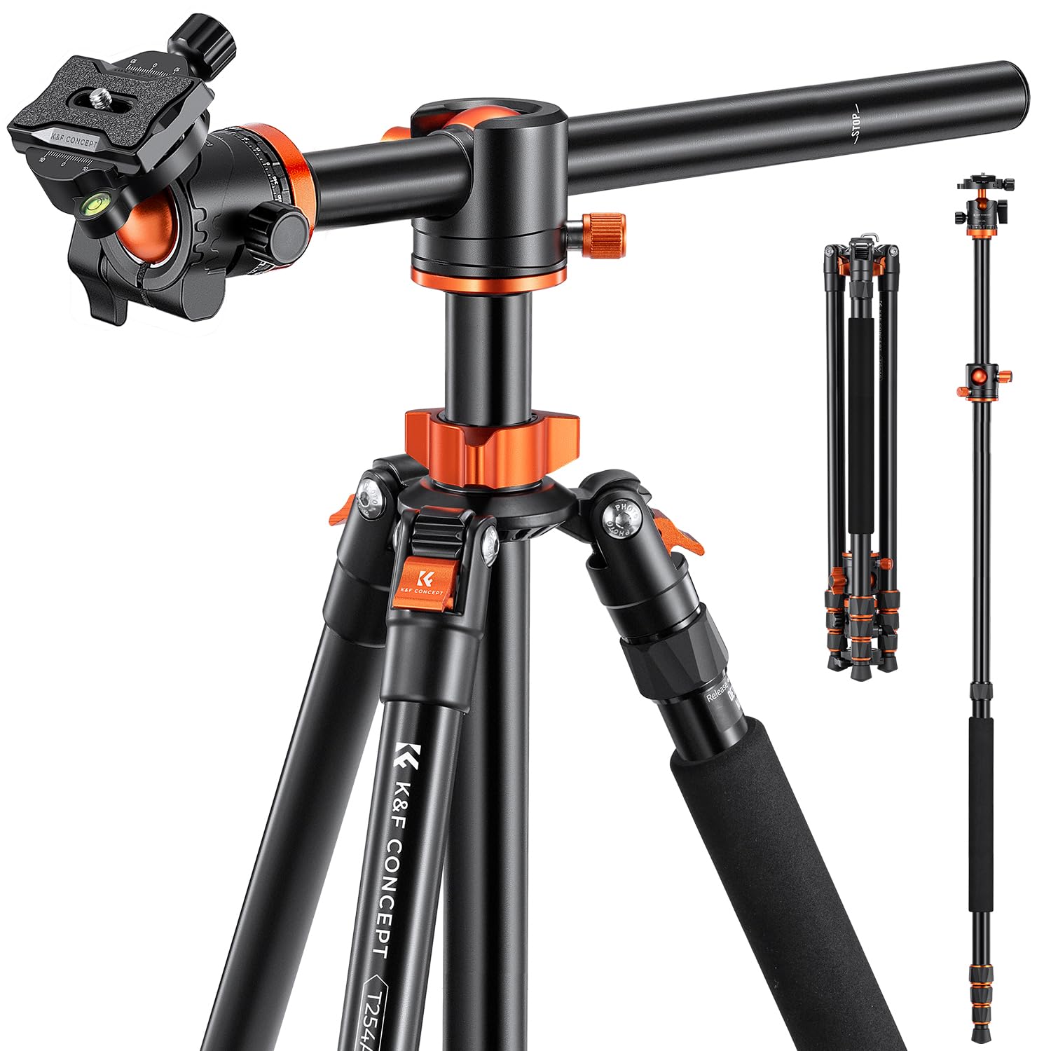 K&F Concept 94 Inch Camera Tripods 4 Section Ultra High Aluminum Professional Detachable Monopod Tripod With 360 Degree Ball Head Quick Release Plate For Dslr Slr Cameras T254A8+Bh 28L (Sa254T1)