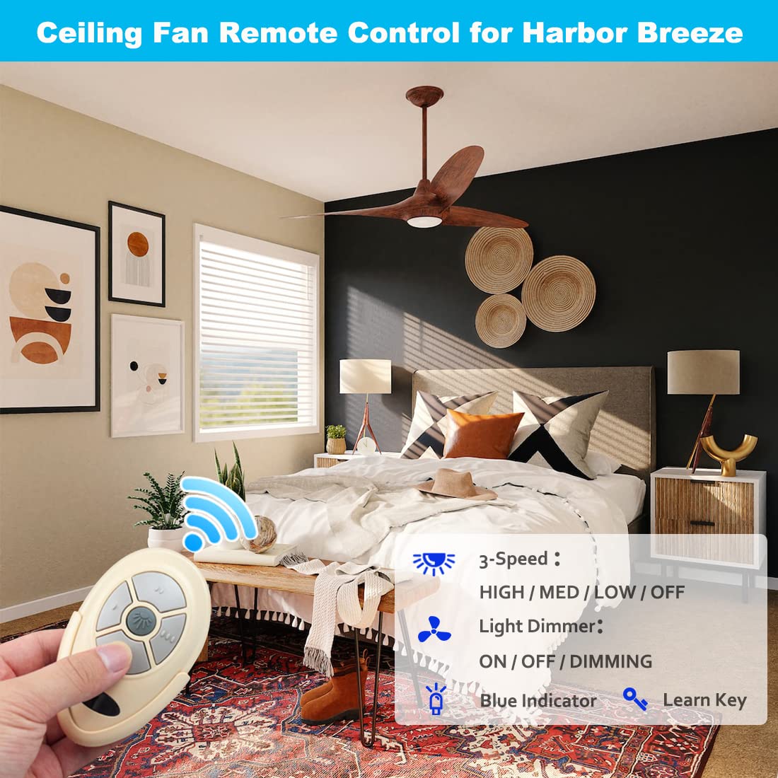 Fan 35T Ceiling Fan Remote Control Kit, For Harbor Breeze, Replacement For Harbor Breeze, Hampton Bay, Hunter, With Receiver Fan