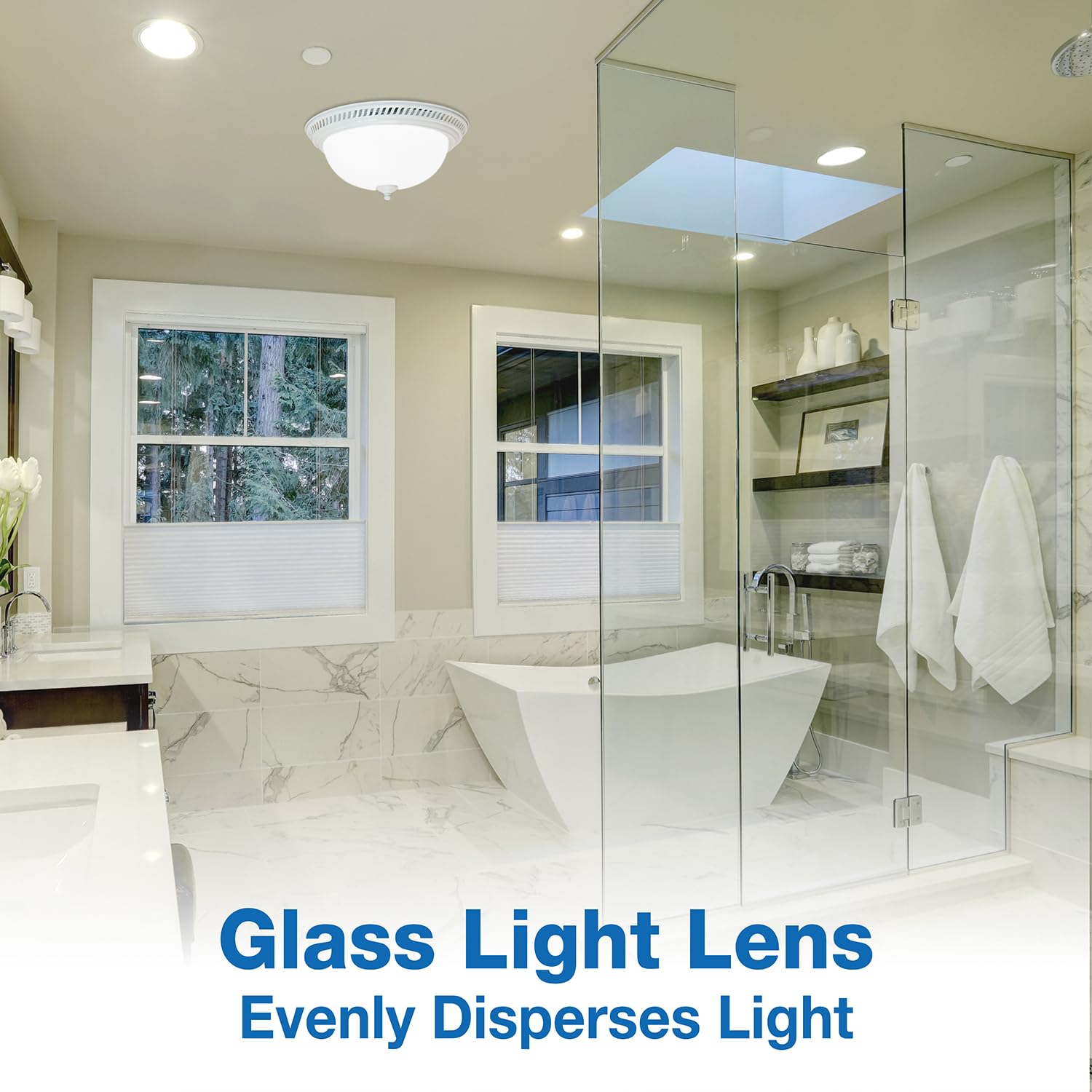 Air King Drlc703 Decorative Round Quiet Exhaust Bath Fan With Light, 70 Cfm, White Finish