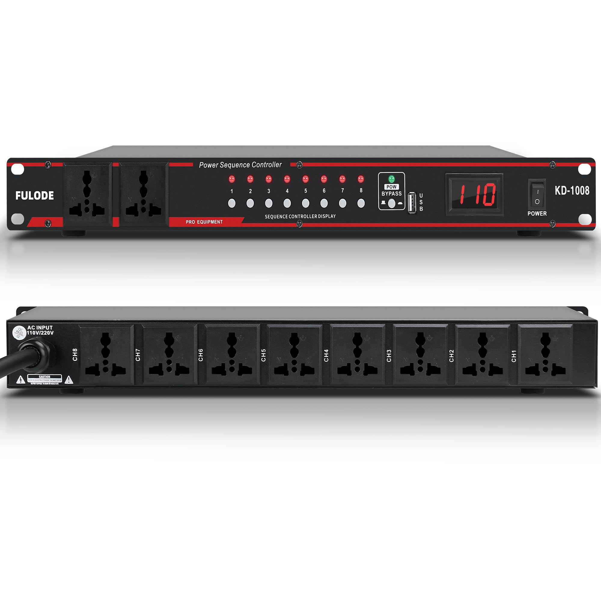Fulode 10 Outlet Power Conditioner  8 Independent Switch Rack Power, Power Conditioner Rack Mount Audio Power Conditioner Regula