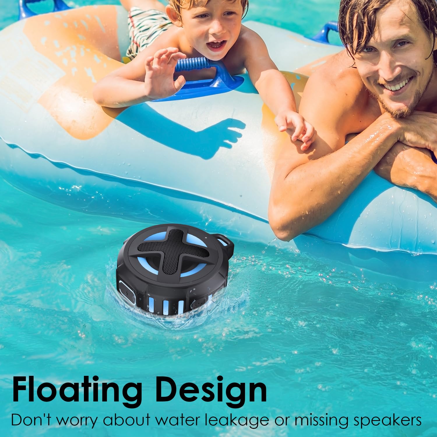 Upgraded, Bluetooth Speaker, Shower Speaker, Certified Ip67 Waterproof, Silicone Case, 10W Pro Sound & Deep Bass, 24Hrs Playtime