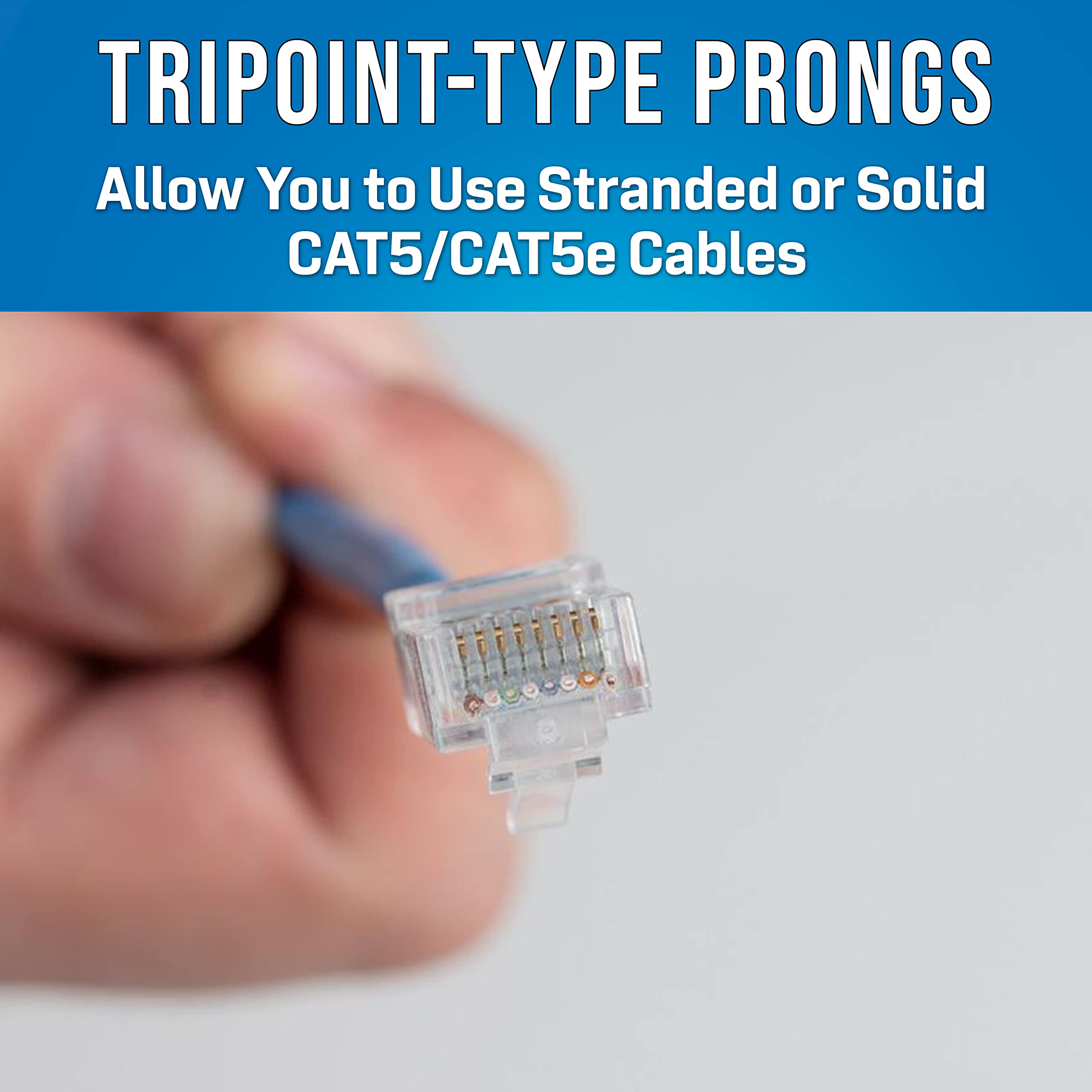 Jonard Tools Rj45-550 Cat5E Rj45 Pass-Through Connectors For Network Cables (Pack Of 50)