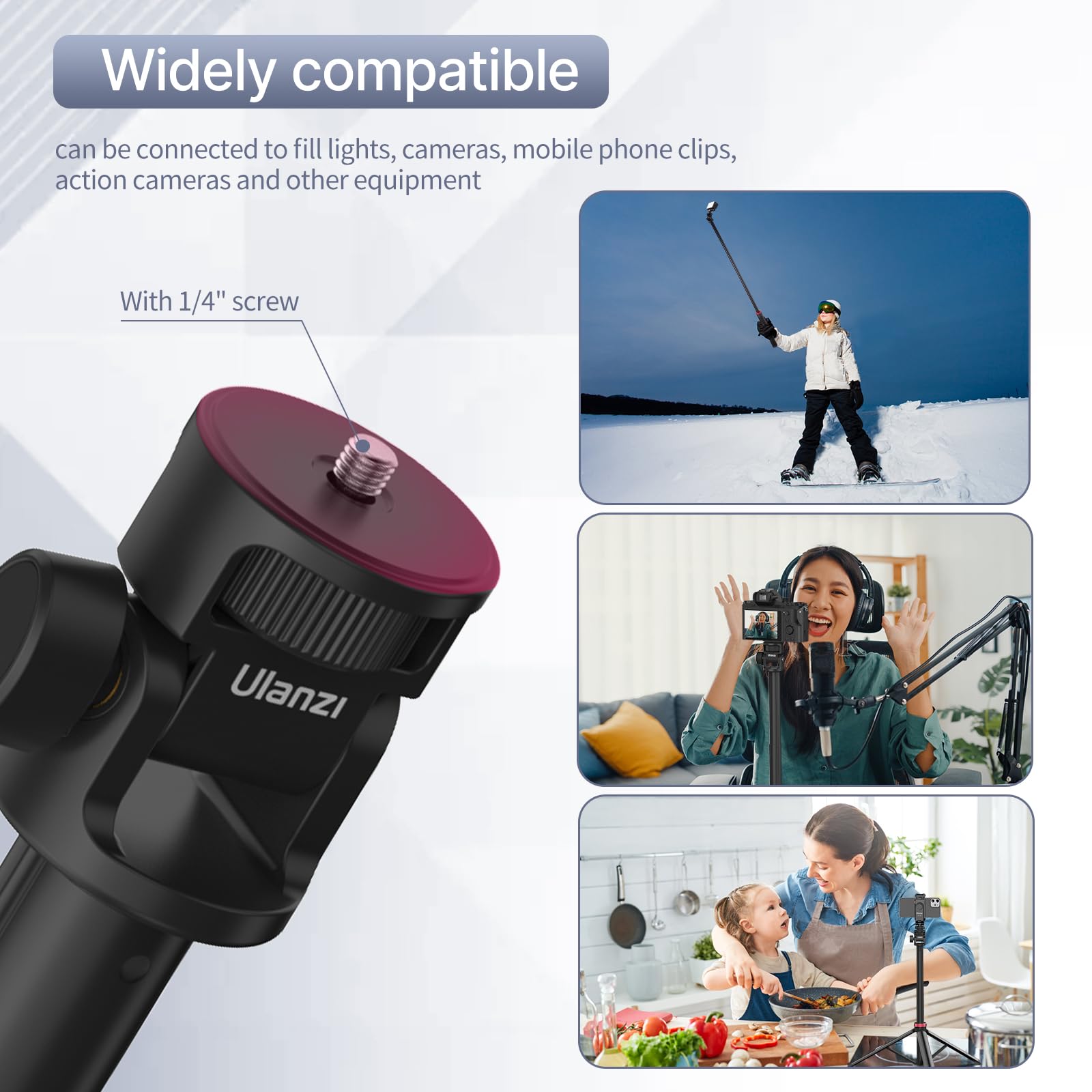 Ulanzi Mt-79 Extendable Tripod Aluminum, 81 Portable Adjustable Light Stand With 1/4 Screw, 360 Ball Head Camera Phone Tripod Fo