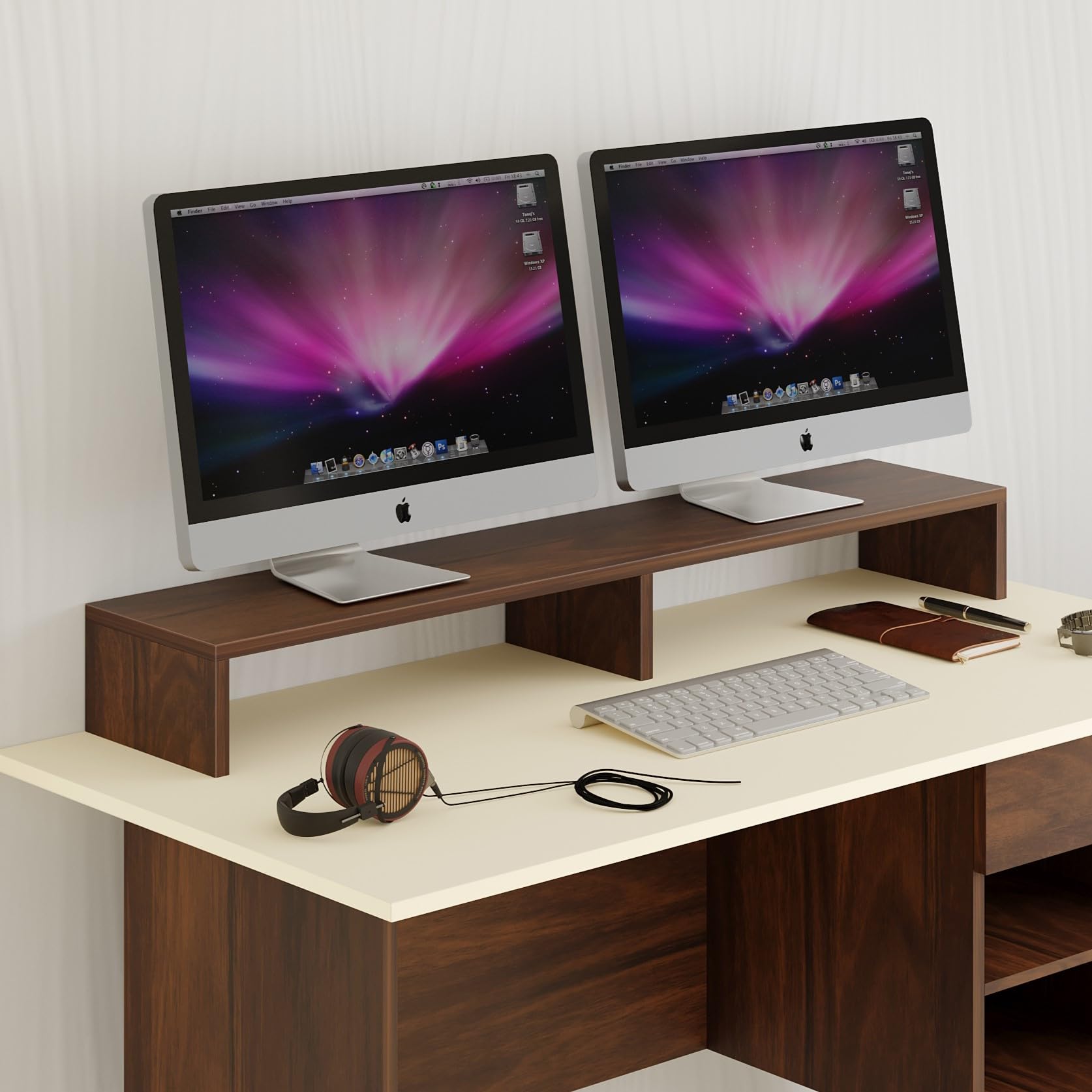 Bluewud Engineered Wood Norel Monitor Stand For Desk , Large Monitor Table With Screen Rise, Ideal Gaming Setup Desk, Monitor Ri