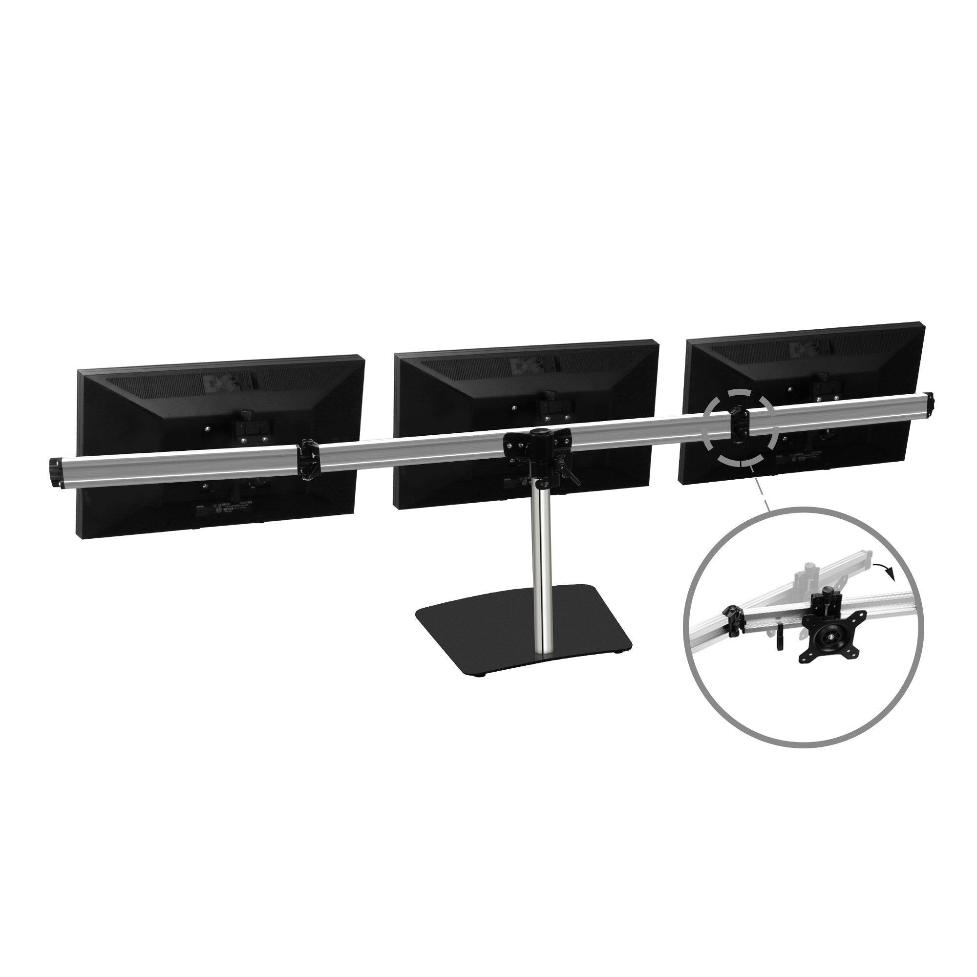 Siig Premium Aluminum Triple Monitor Stand - Adjustable Height 3 Monitors 13 To 27 17.6 Lbs Each Vesa 75 And 100 Compatible Full