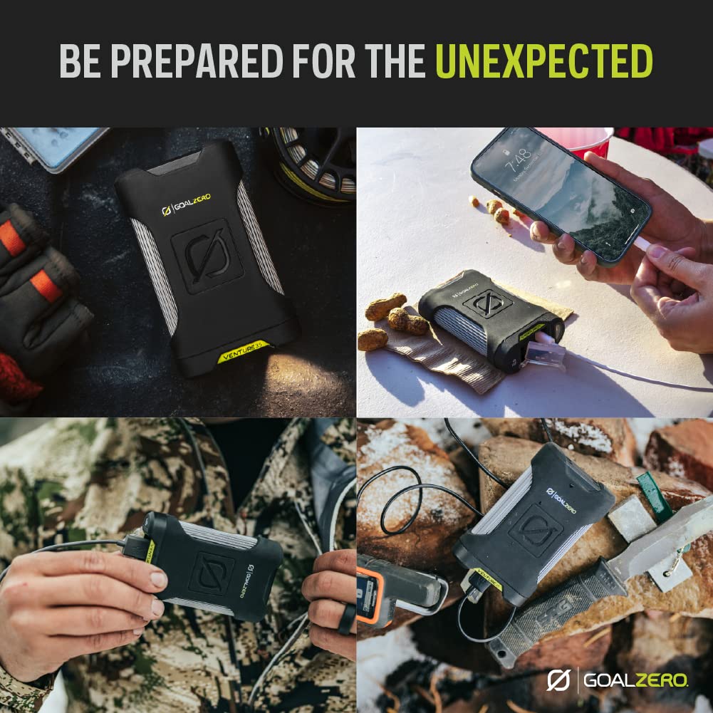 Goal Zero Venture 35 Portable Charger Power Bank 9600Mah 18W Usb C Power Delivery Port 2 Usb Outputs Ip67 Rating 50 Lumens Flash