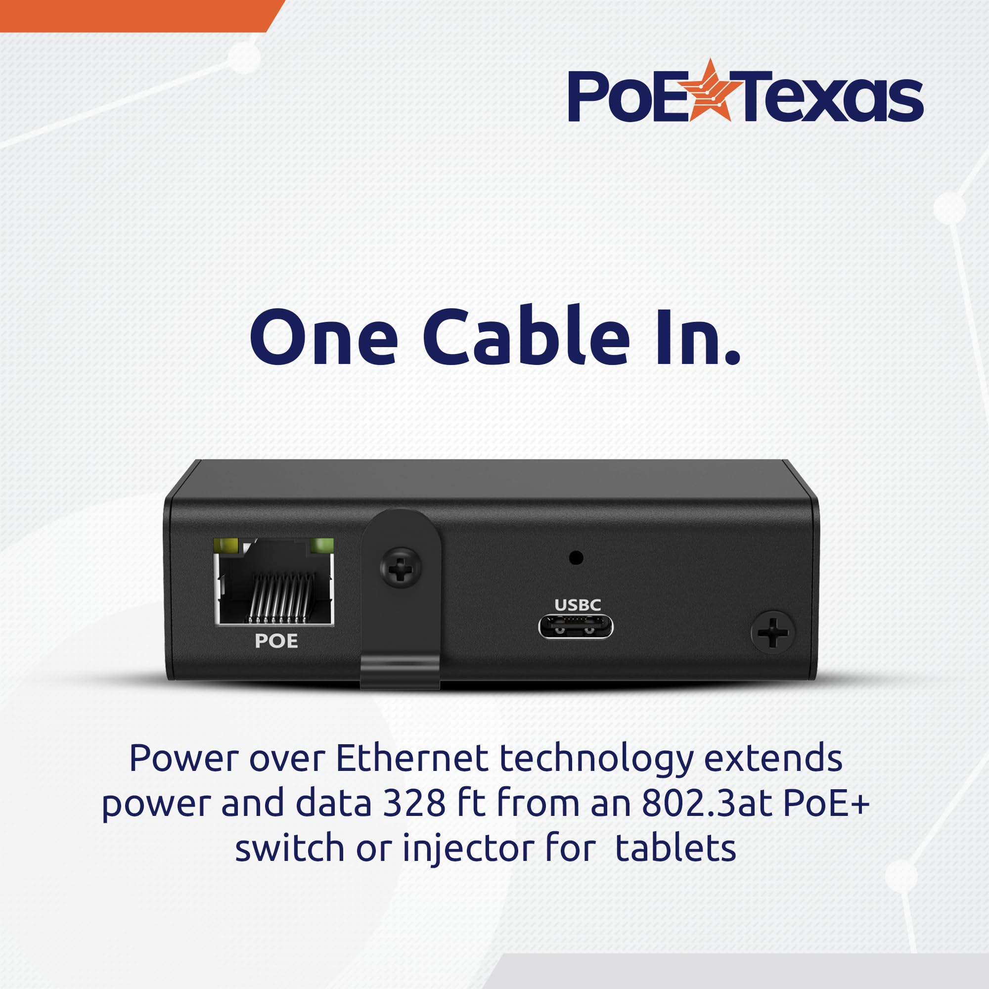 Poe Texas Gigabit Poe+ To Usb C 3.0 Power And Data Delivery For 25W Tablets   802.3At Power Over Ethernet Adapter   Active Poe A