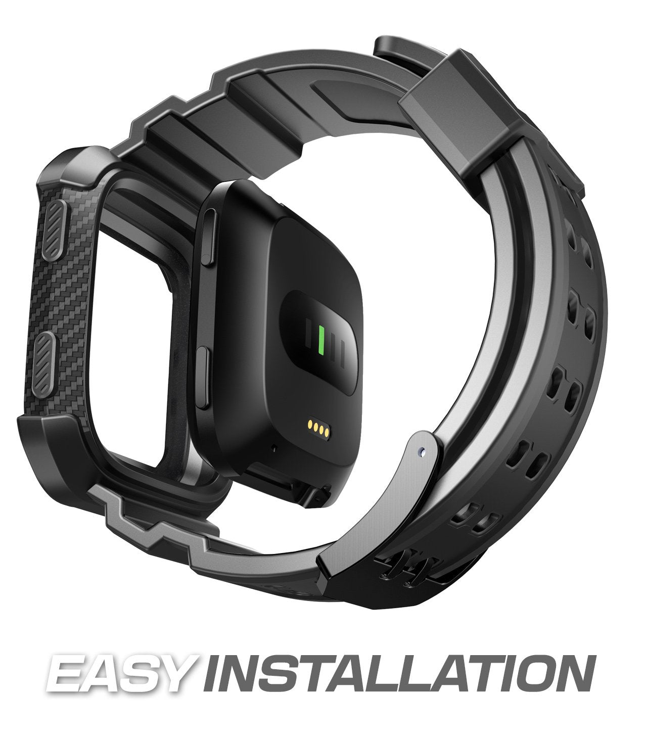 Supcase Watch Bands For Fitbit Versa & Versa Lite, Unicorn Beetle Pro Protective Replacement Wristband Case Band (Black)