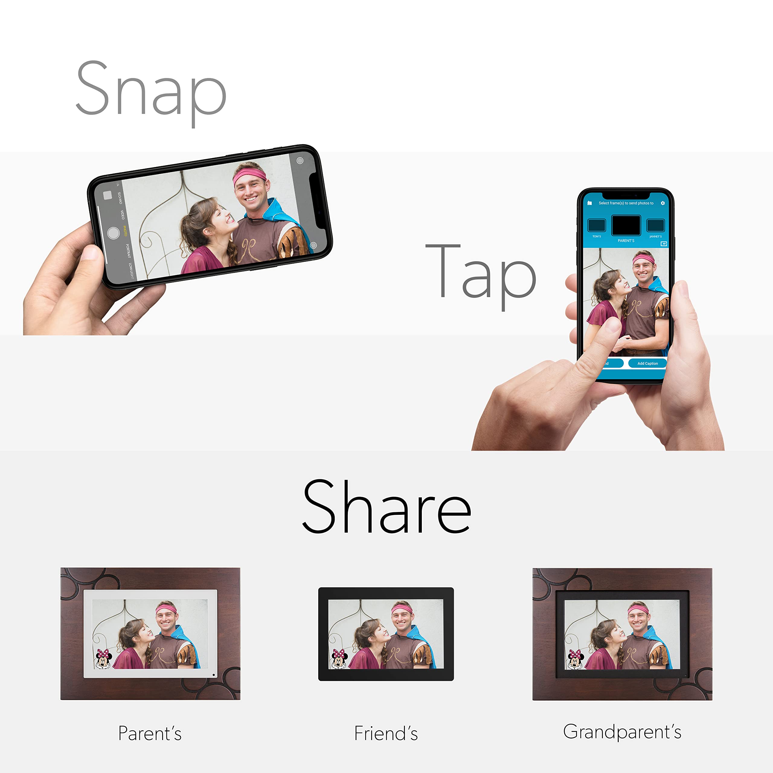 Disney Classic Mickey Mouse Photoshare 10    Wifi Digital Photo Frame | Send Photo Or Video From Phone To Digital Picture Frame