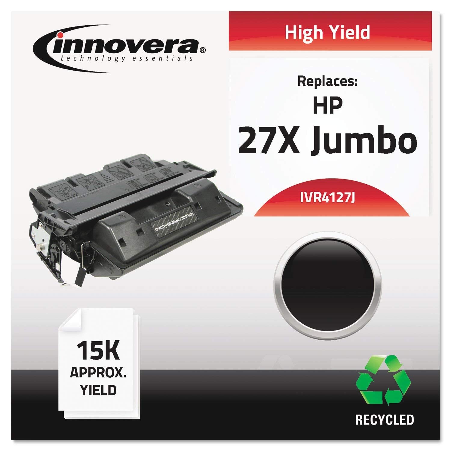 Innovera Remanufactured Black Extended Yield Toner, Replacement For 27X (C4127Xj), 15,000 Page Yield