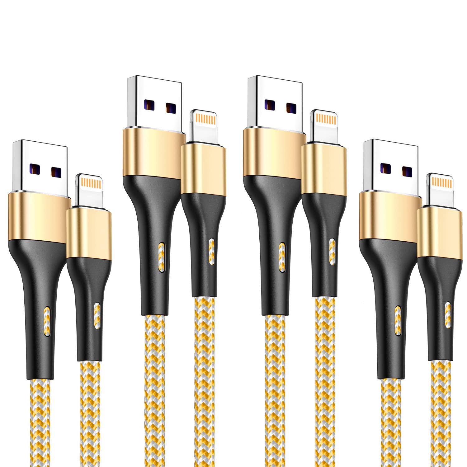 Iphone Charger 4Pack 7Inch, [Apple Mfi Certified] Short Lightning Cable 7Inch, Iphone Charging Cord Fast Charging Cable For Iphone 13 12 Pro Max Mini 11 Pro Xs Xr X 10 8 7 Plus 6S 6 Se Ipad Ipod Gold