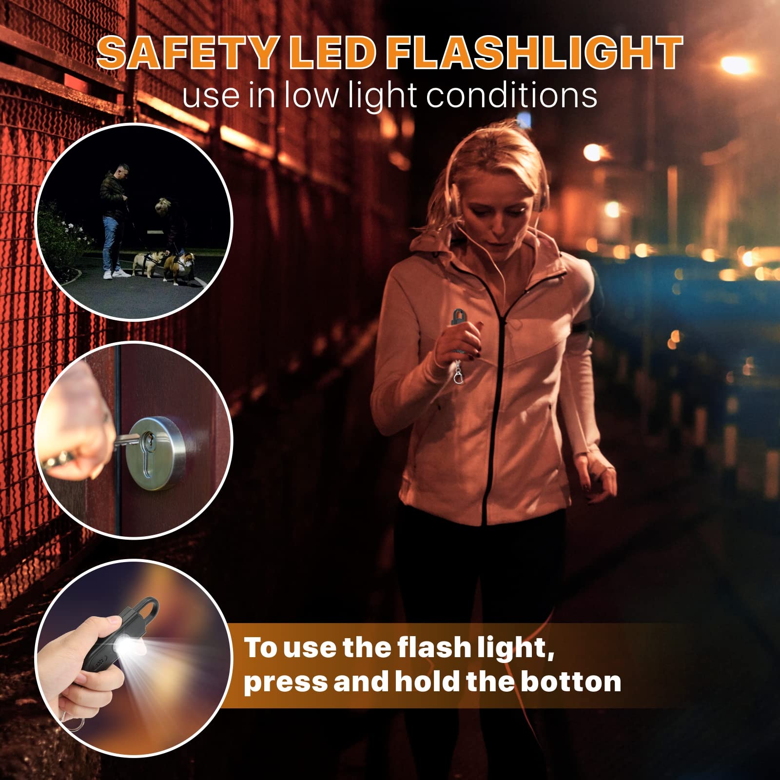 Safe Sound Personal Alarm, 130 Db Loud Siren Song Emergency Security Alarm Keychain With Strobe Led Light, Personal Sound Safety Siren For Women, Men, Children, Elderly