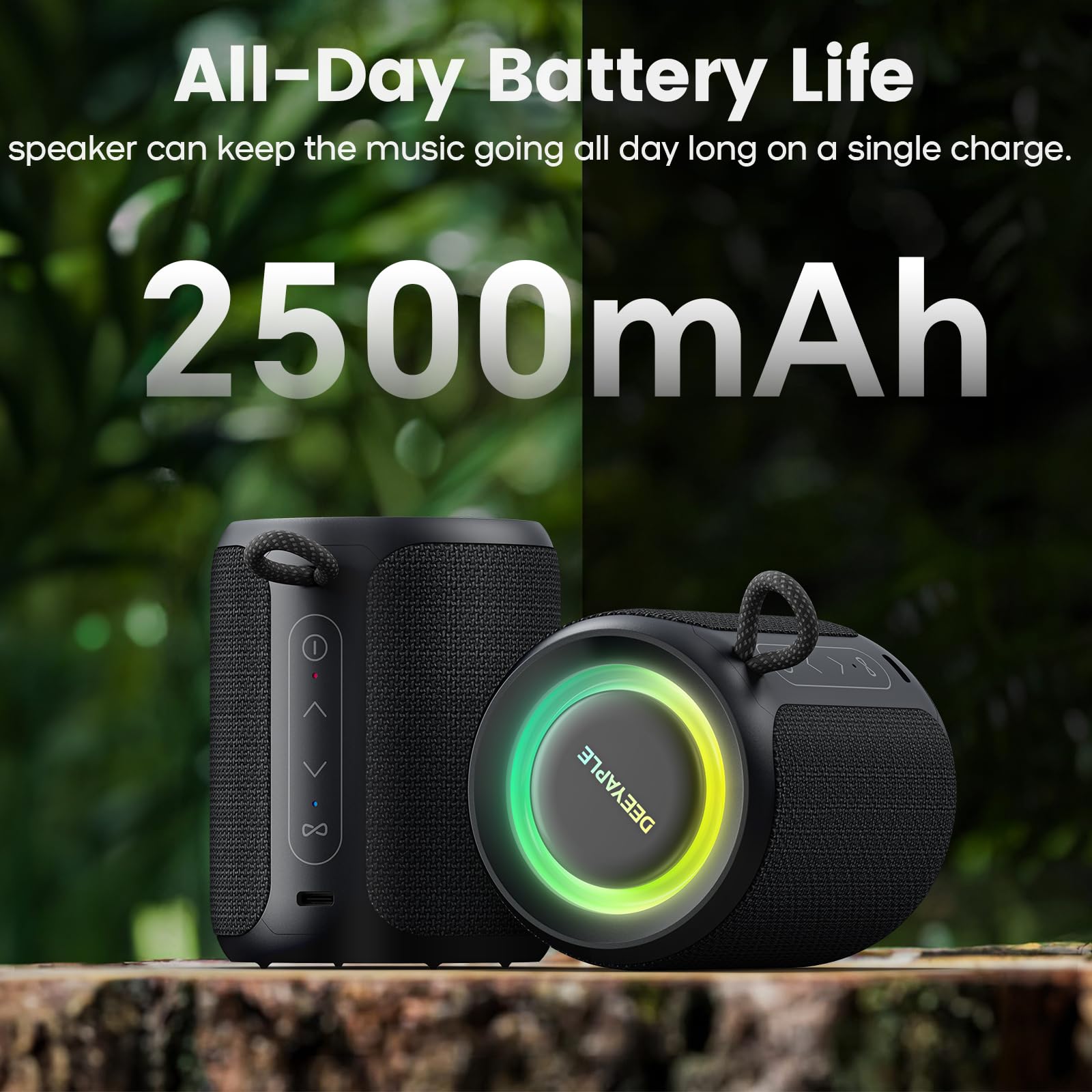 Bluetooth Speaker Wireless, Ip67 Waterproof & Dustproof Portable Speaker With Lights, 15W Loud Stereo Sound, 2500Mah Battery All