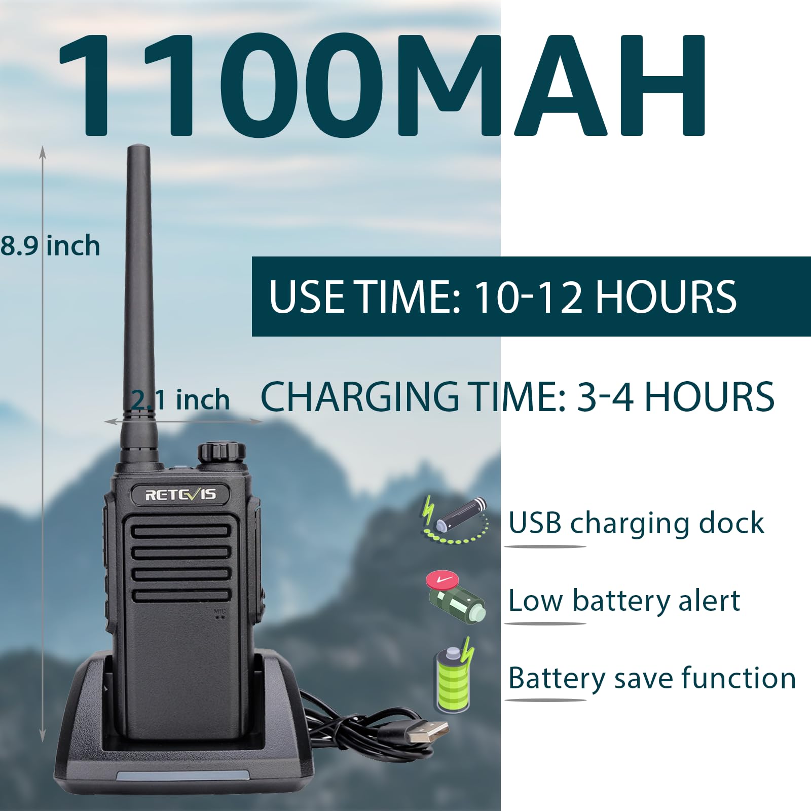 Retevis Rt47V Murs Radios, 2 Way Radios With Shoulder Mic, Ip67 Waterproof Walkie Talkies, Rechargeable, For Boating, Fishing,Su