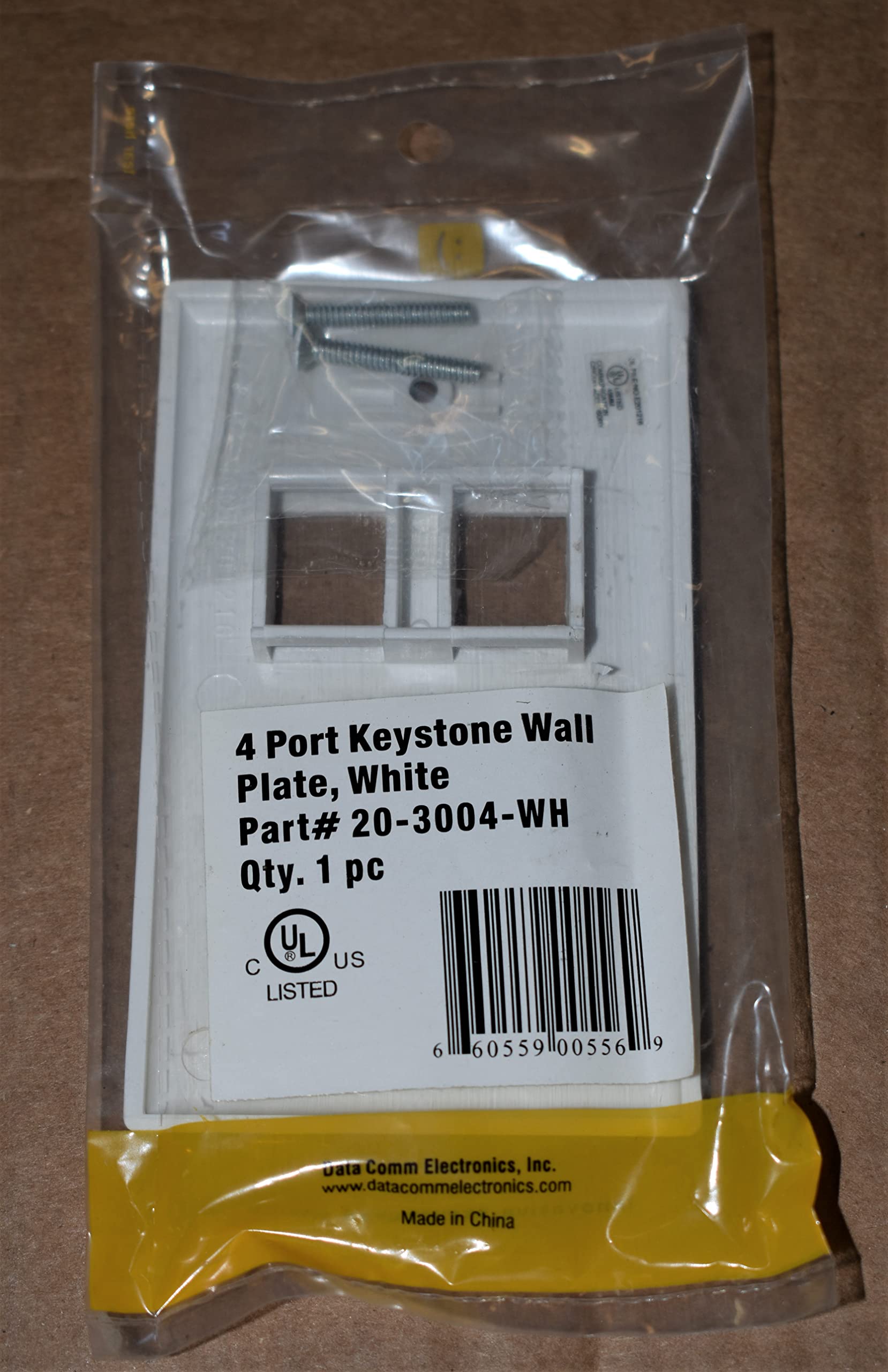 Datacomm 203004 Wh Electronics 20 3004 Wh 4 Port Standard Size Keystone Wall Plate (White)