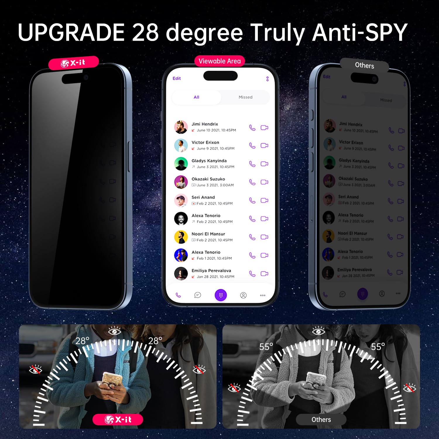 X It 3 Pack Privacy Screen Protector For Iphone 16 Pro (6.3''), 9H+ Tempered Glass, Auto Dust Removal, Military Grade Protection